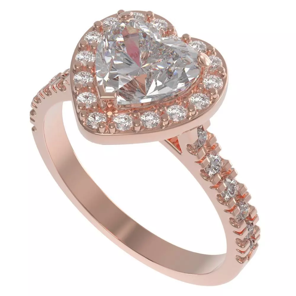 Heart-Shaped Halo Engagement Ring 3D print model