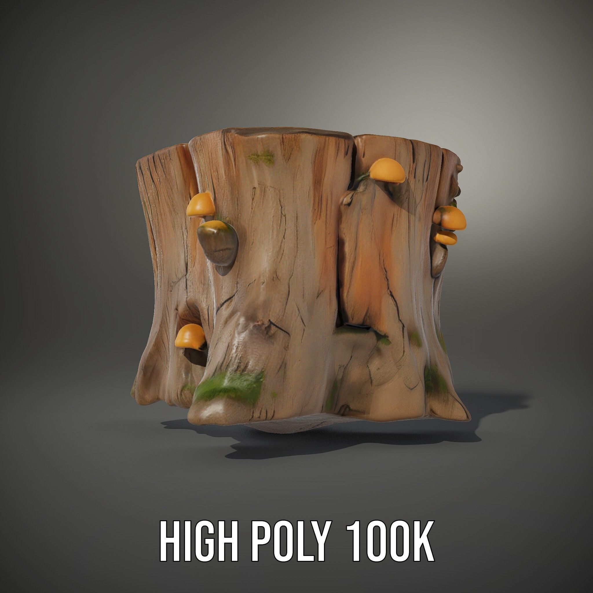 Forest Tree Stump with Moss and Fungi Model Pack Low-poly 3D model_10