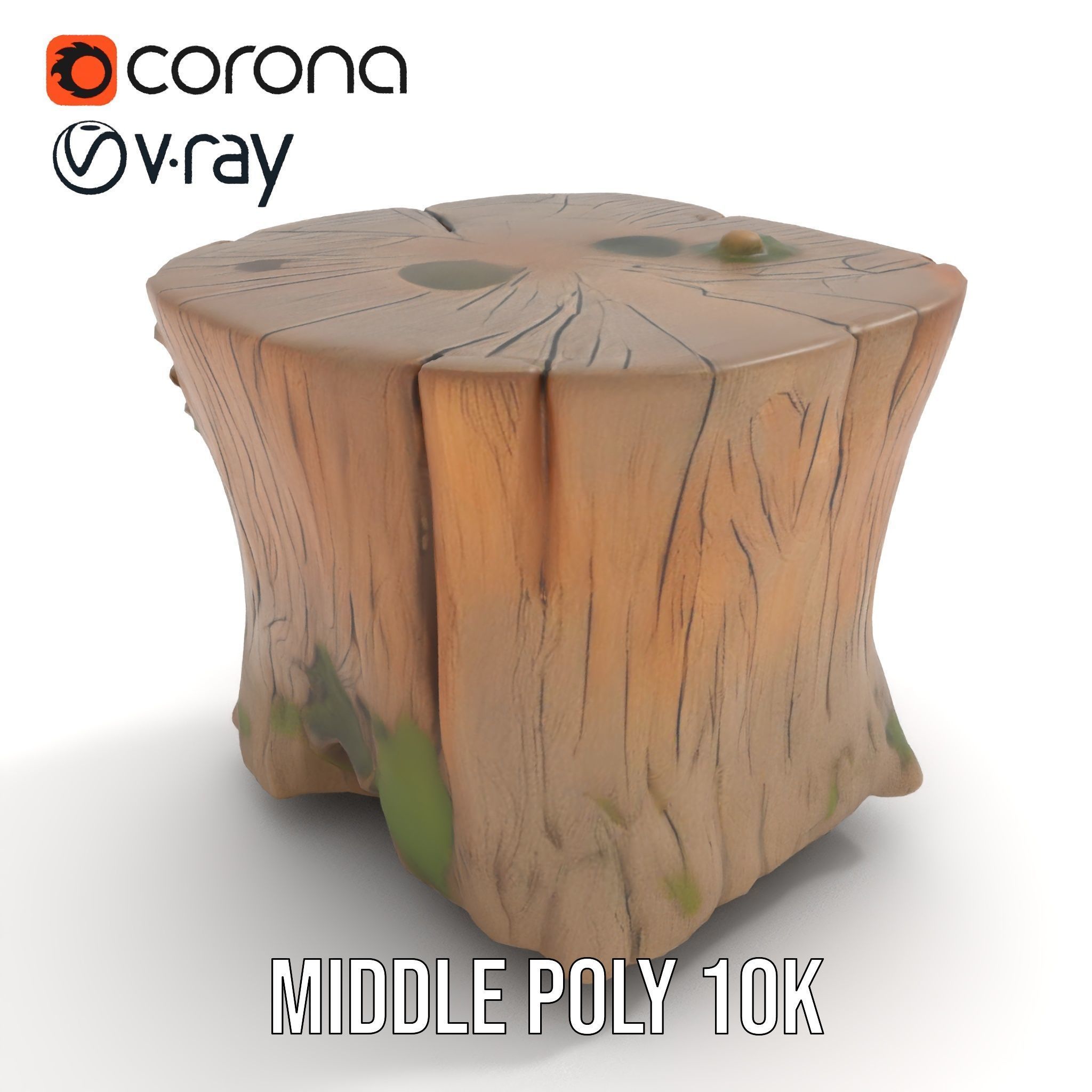Forest Tree Stump with Moss and Fungi Model Pack Low-poly 3D model_5