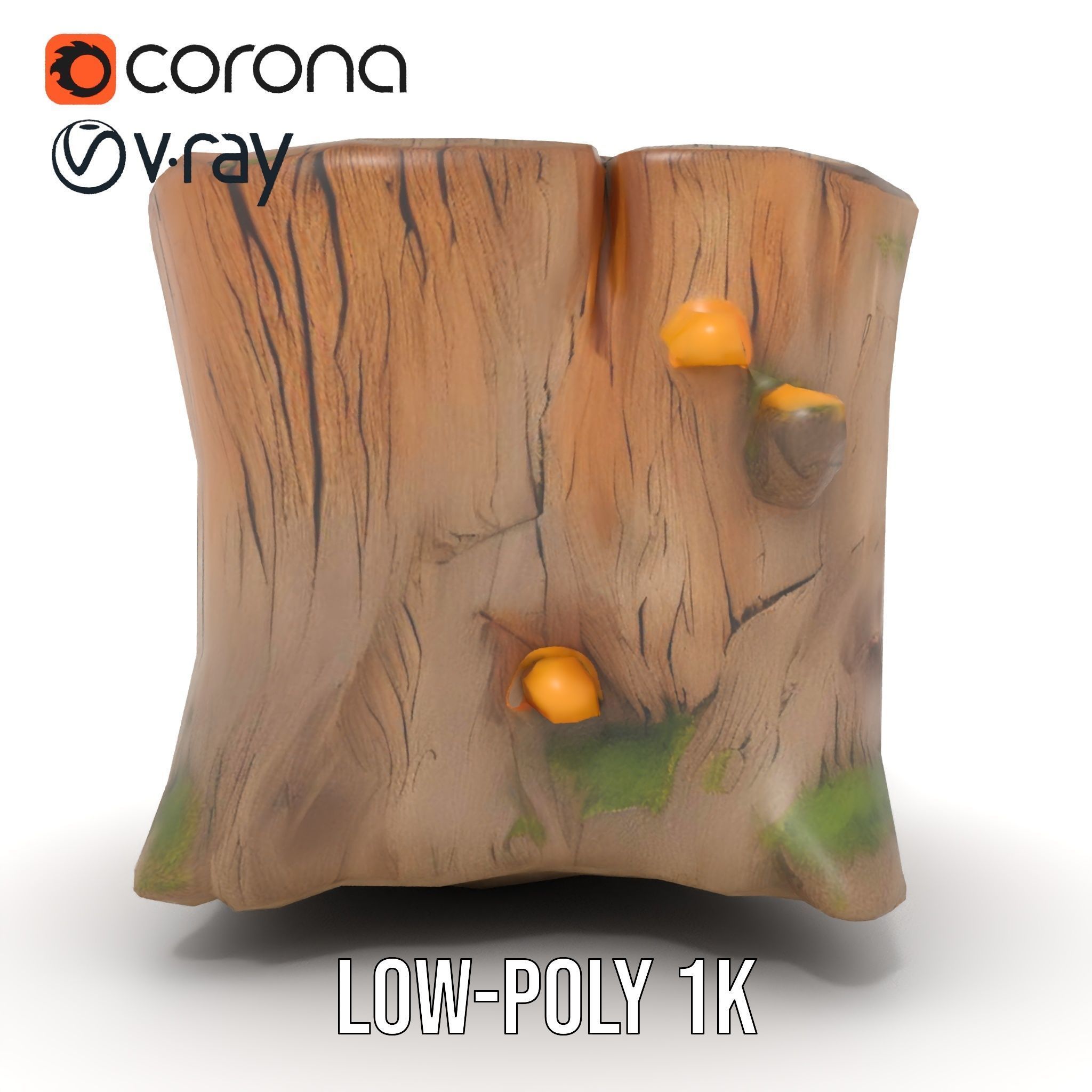 Forest Tree Stump with Moss and Fungi Model Pack Low-poly 3D model_25