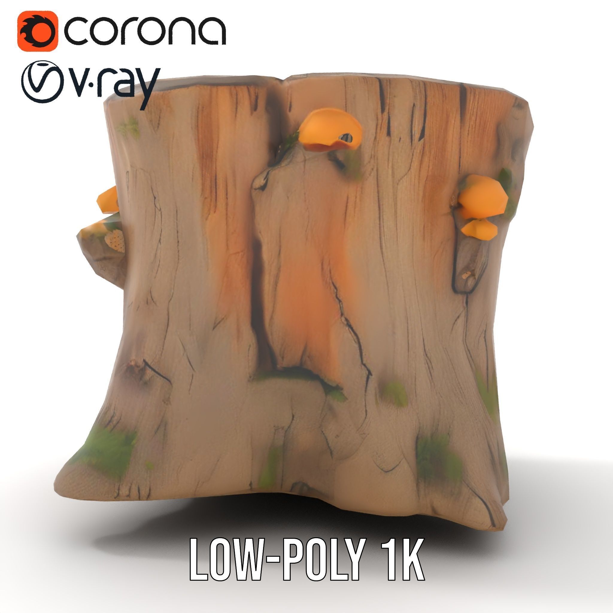 Forest Tree Stump with Moss and Fungi Model Pack Low-poly 3D model_17