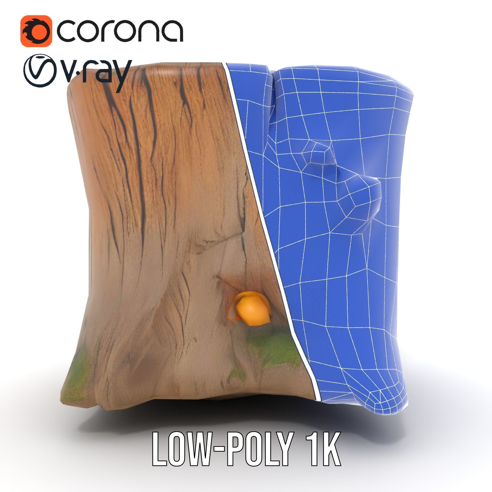 Forest Tree Stump with Moss and Fungi Model Pack Low-poly 3D model_31