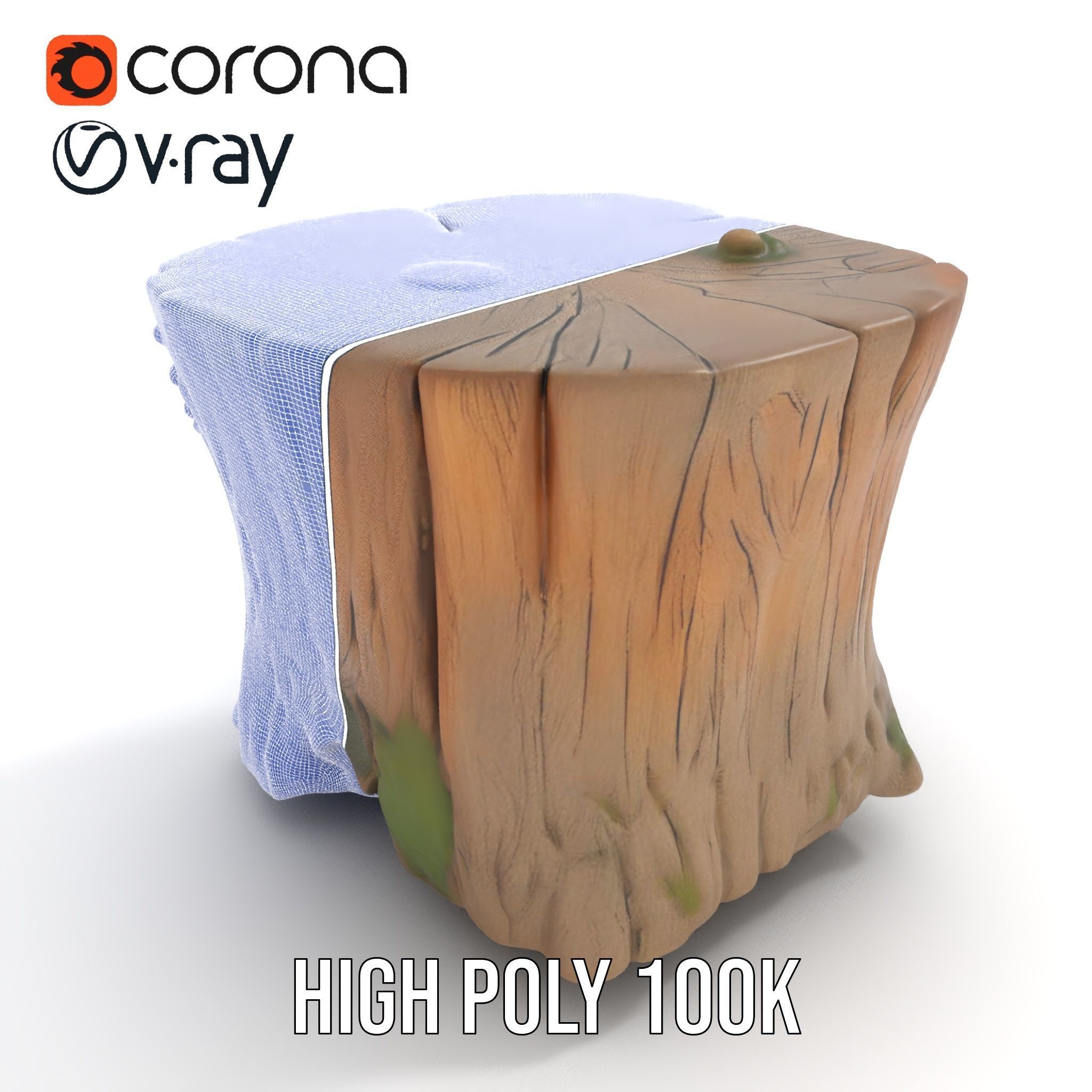 Forest Tree Stump with Moss and Fungi Model Pack Low-poly 3D model_34