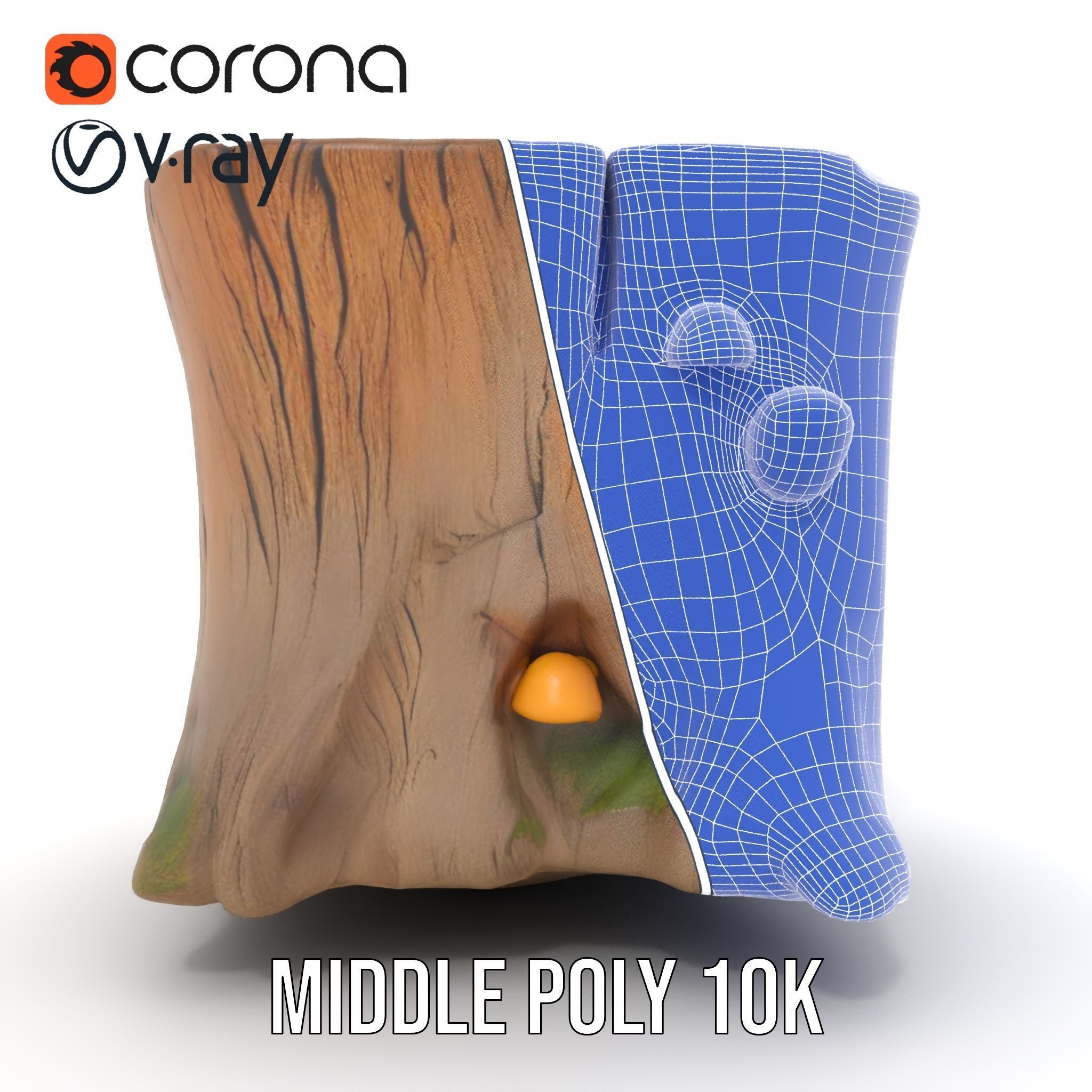 Forest Tree Stump with Moss and Fungi Model Pack Low-poly 3D model_30