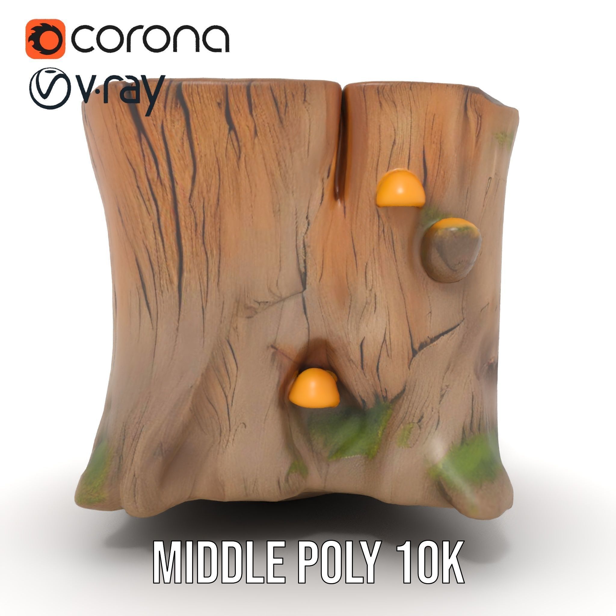 Forest Tree Stump with Moss and Fungi Model Pack Low-poly 3D model_19