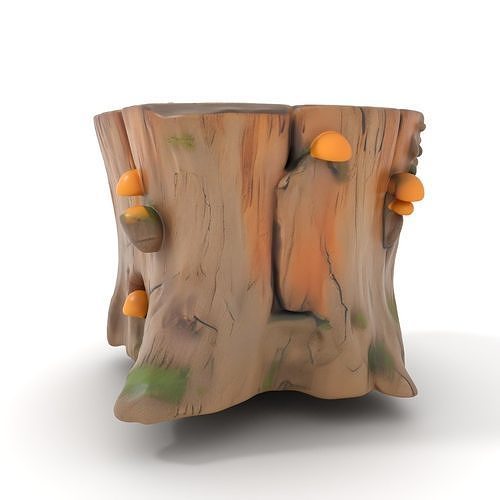 Forest Tree Stump with Moss and Fungi Model Pack Low-poly 3D model