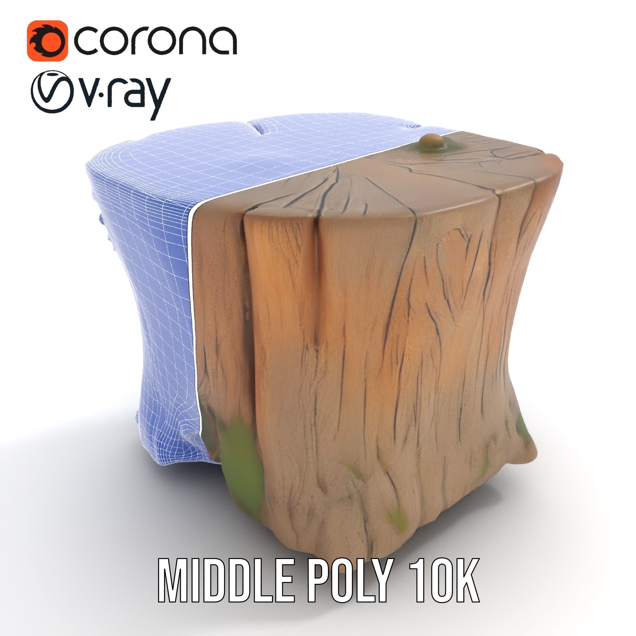 Forest Tree Stump with Moss and Fungi Model Pack Low-poly 3D model_24