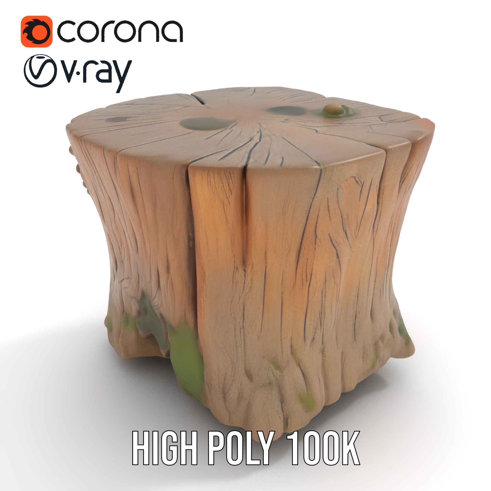 Forest Tree Stump with Moss and Fungi Model Pack Low-poly 3D model_26