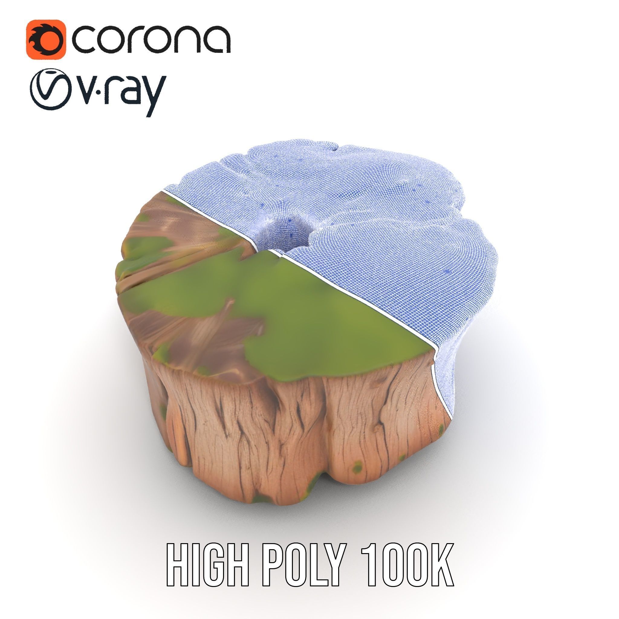 Mossy Tree Stump Model Pack for Nature Scenes Low-poly 3D model_34