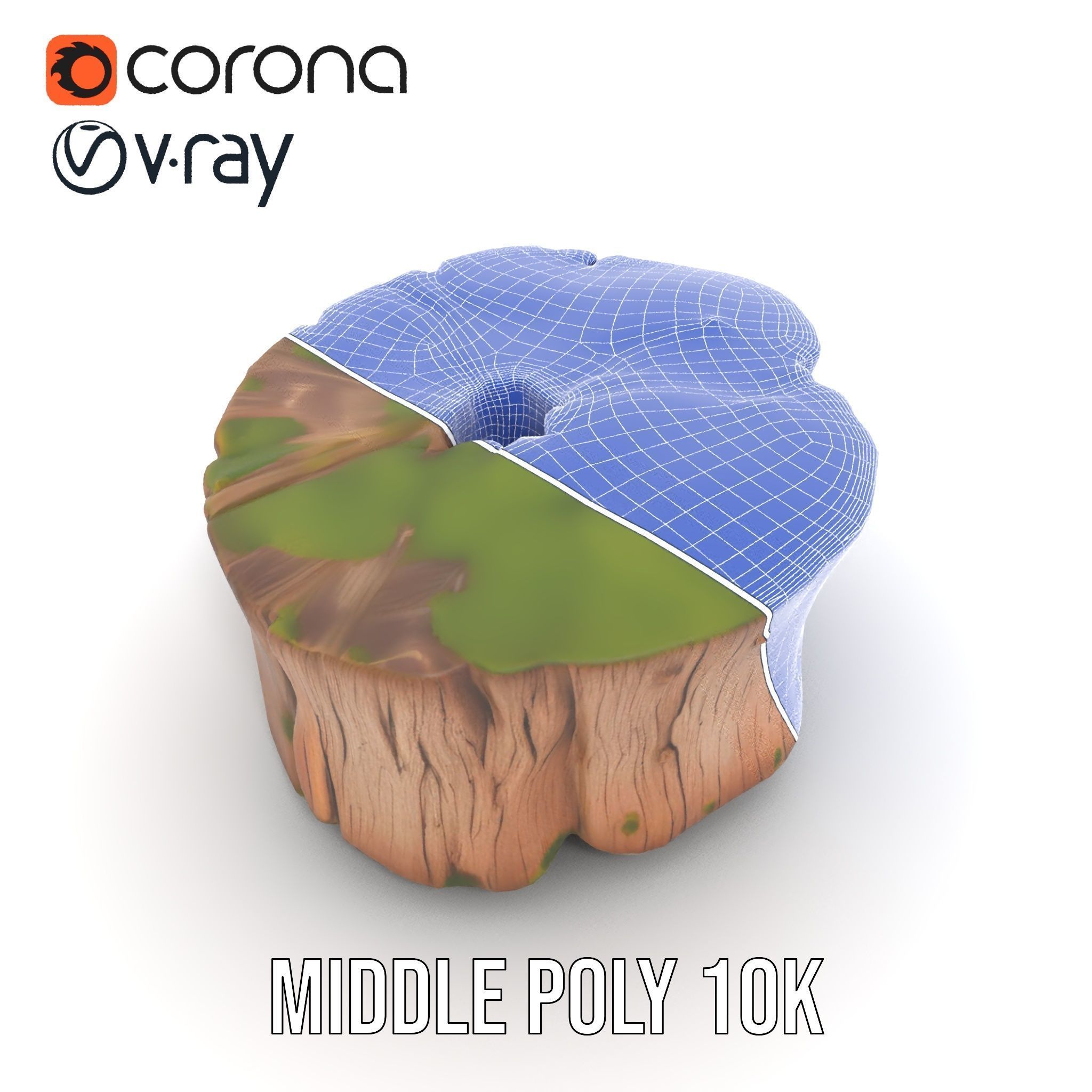 Mossy Tree Stump Model Pack for Nature Scenes Low-poly 3D model_5