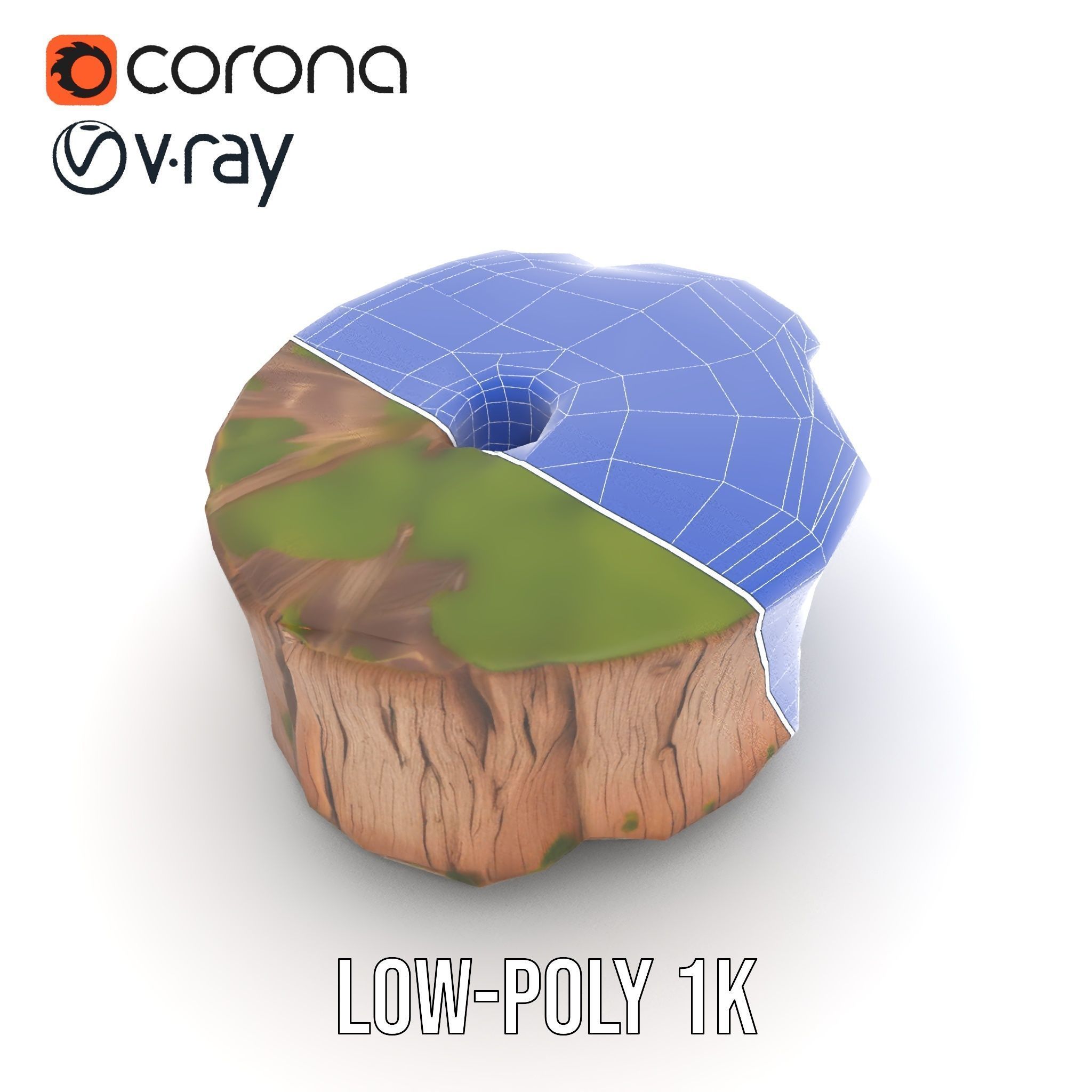 Mossy Tree Stump Model Pack for Nature Scenes Low-poly 3D model_20