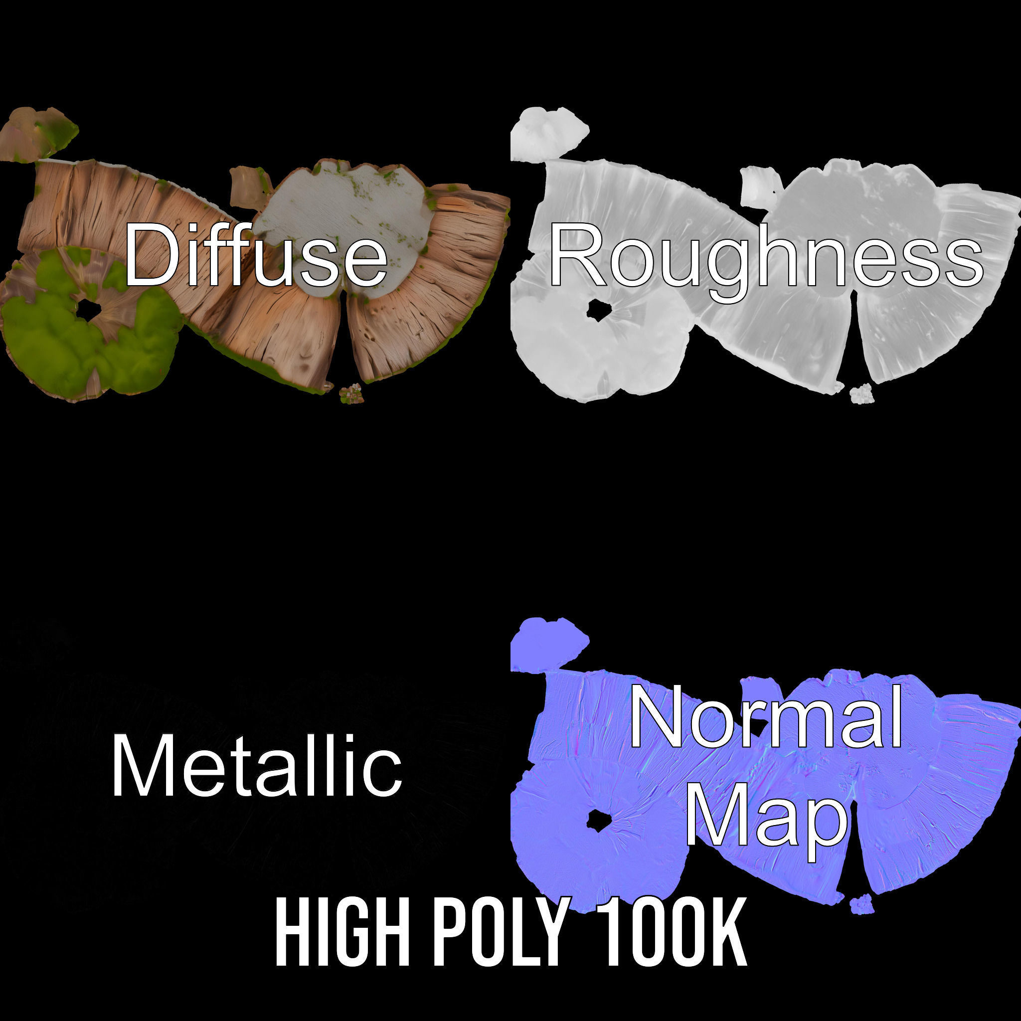 Mossy Tree Stump Model Pack for Nature Scenes Low-poly 3D model_3