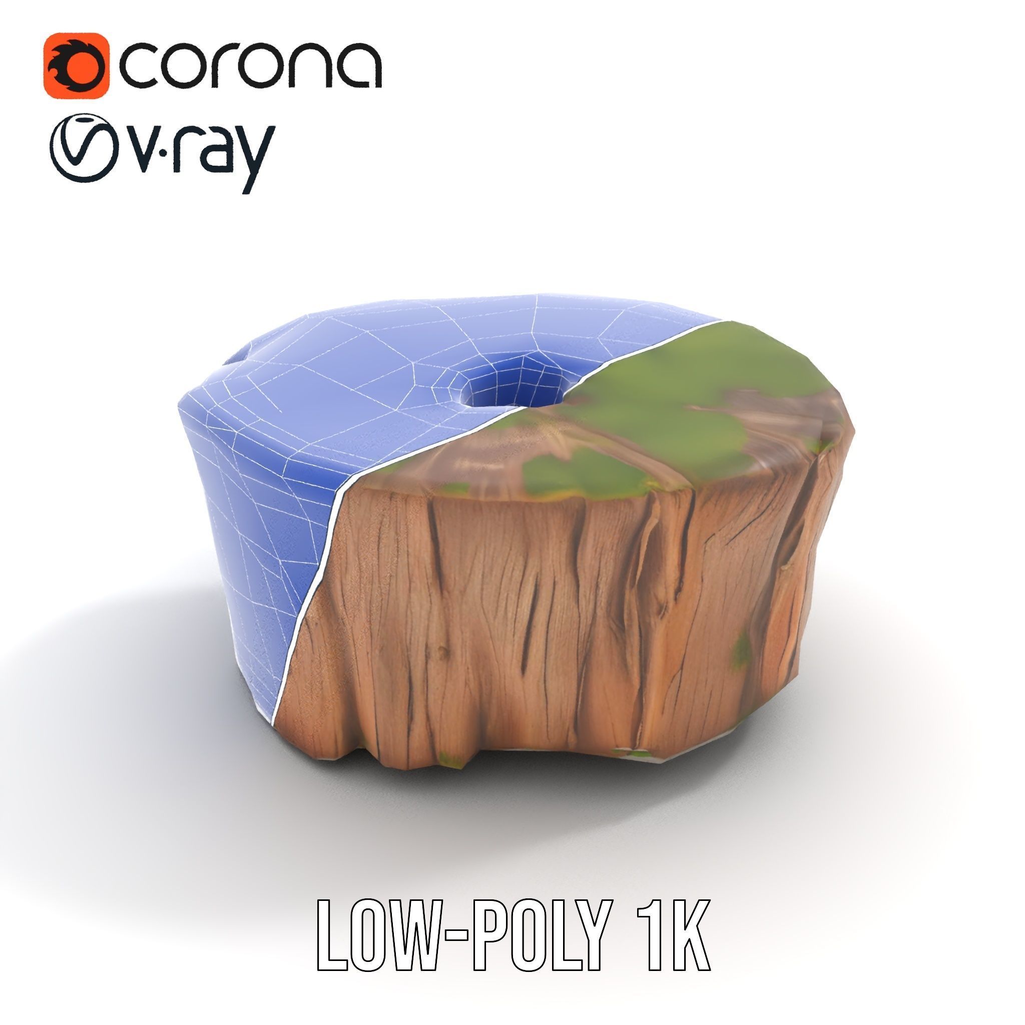 Mossy Tree Stump Model Pack for Nature Scenes Low-poly 3D model_30
