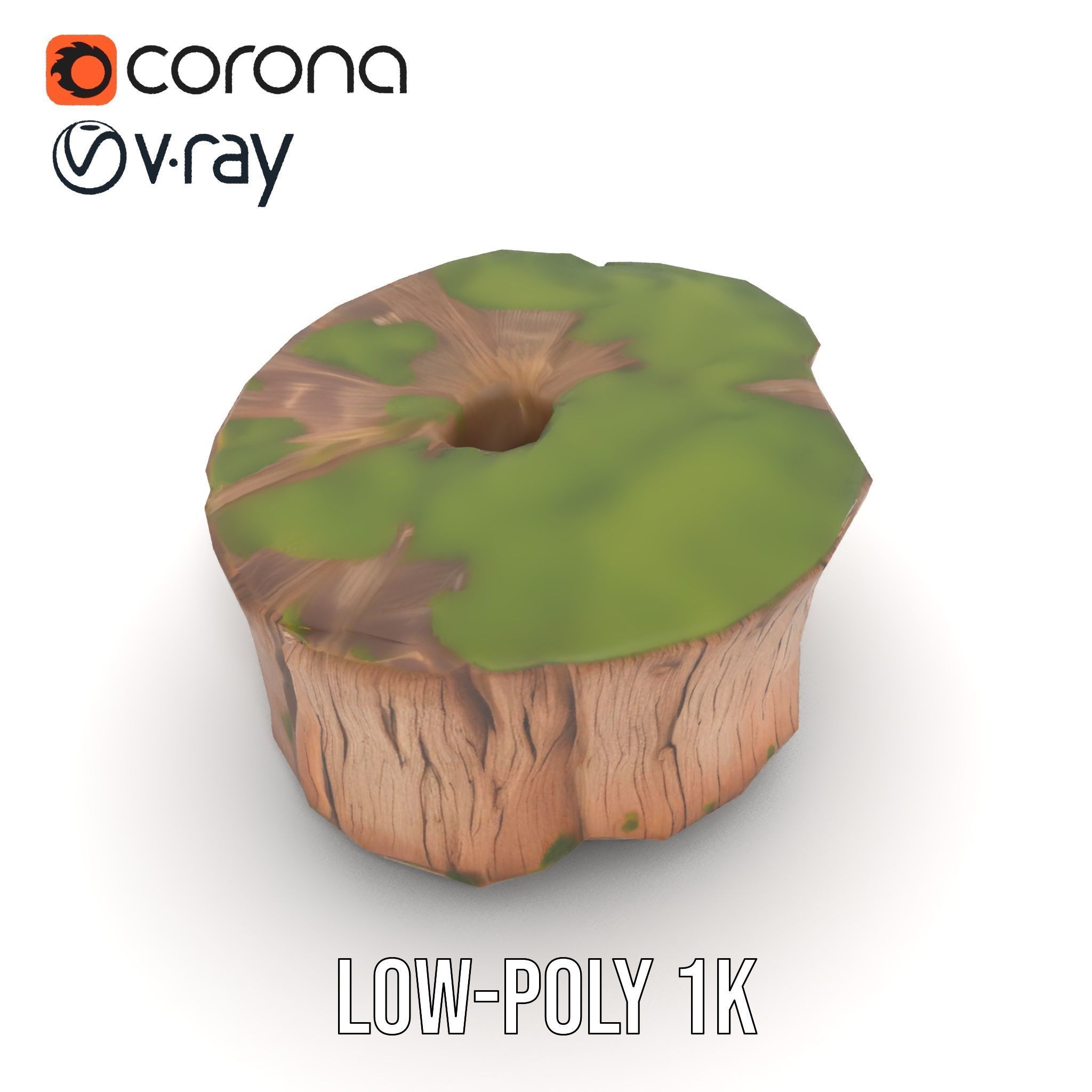 Mossy Tree Stump Model Pack for Nature Scenes Low-poly 3D model_9