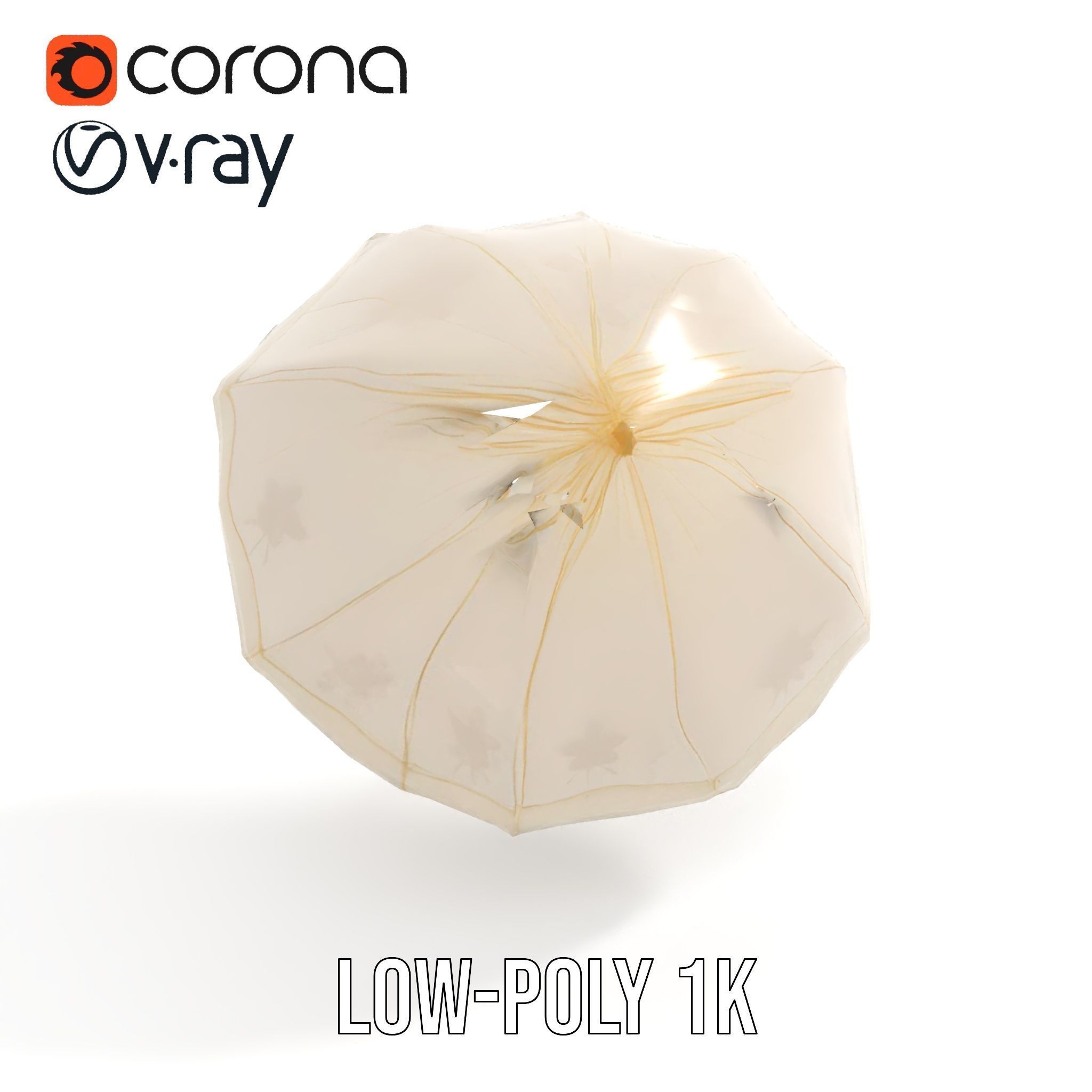 Elegant Lace Parasol Model Pack Low-poly 3D model_8