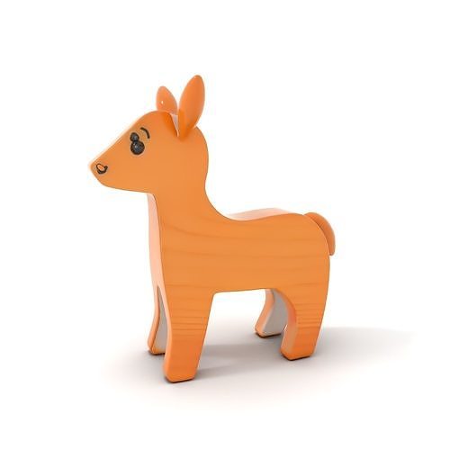 Wooden Animal Toy Model Pack with Smooth Finish Low-poly 3D model