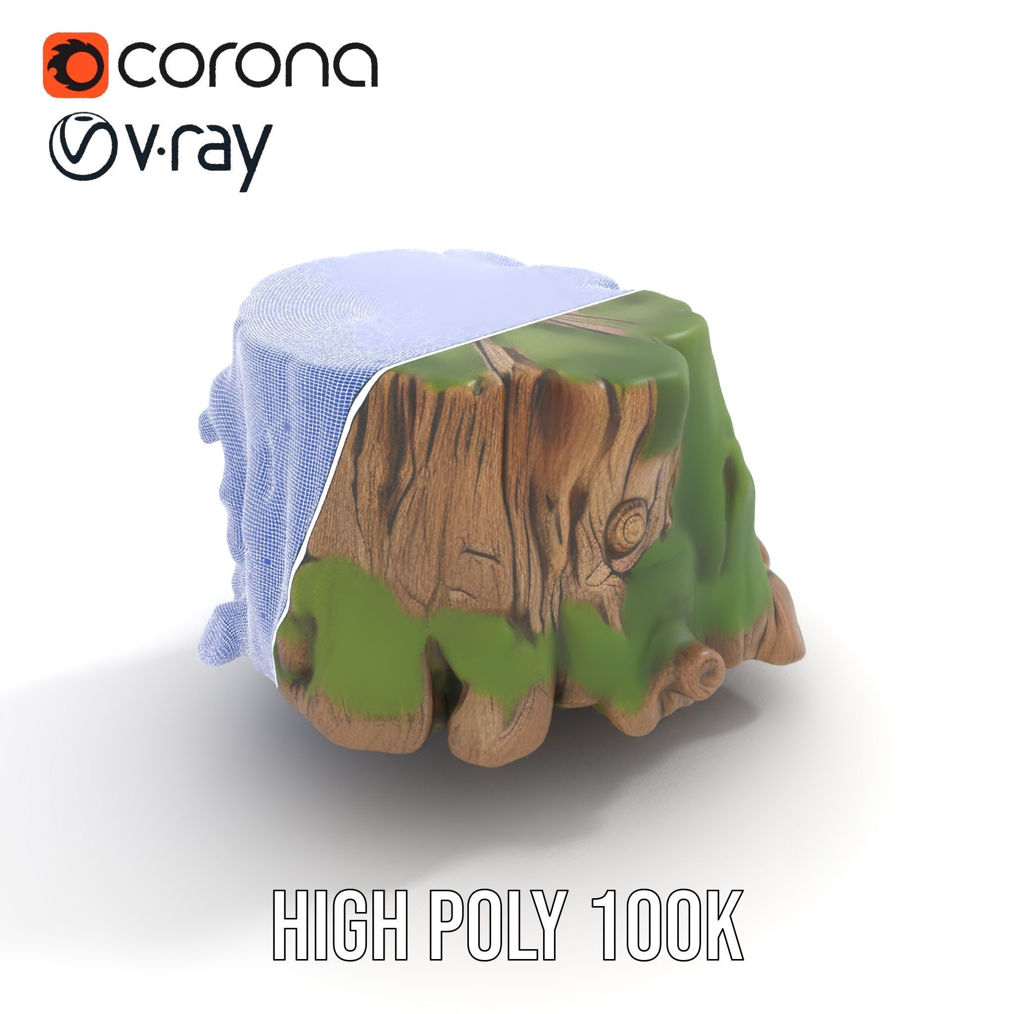 Mossy Tree Stump Model Pack Low-poly 3D model_31