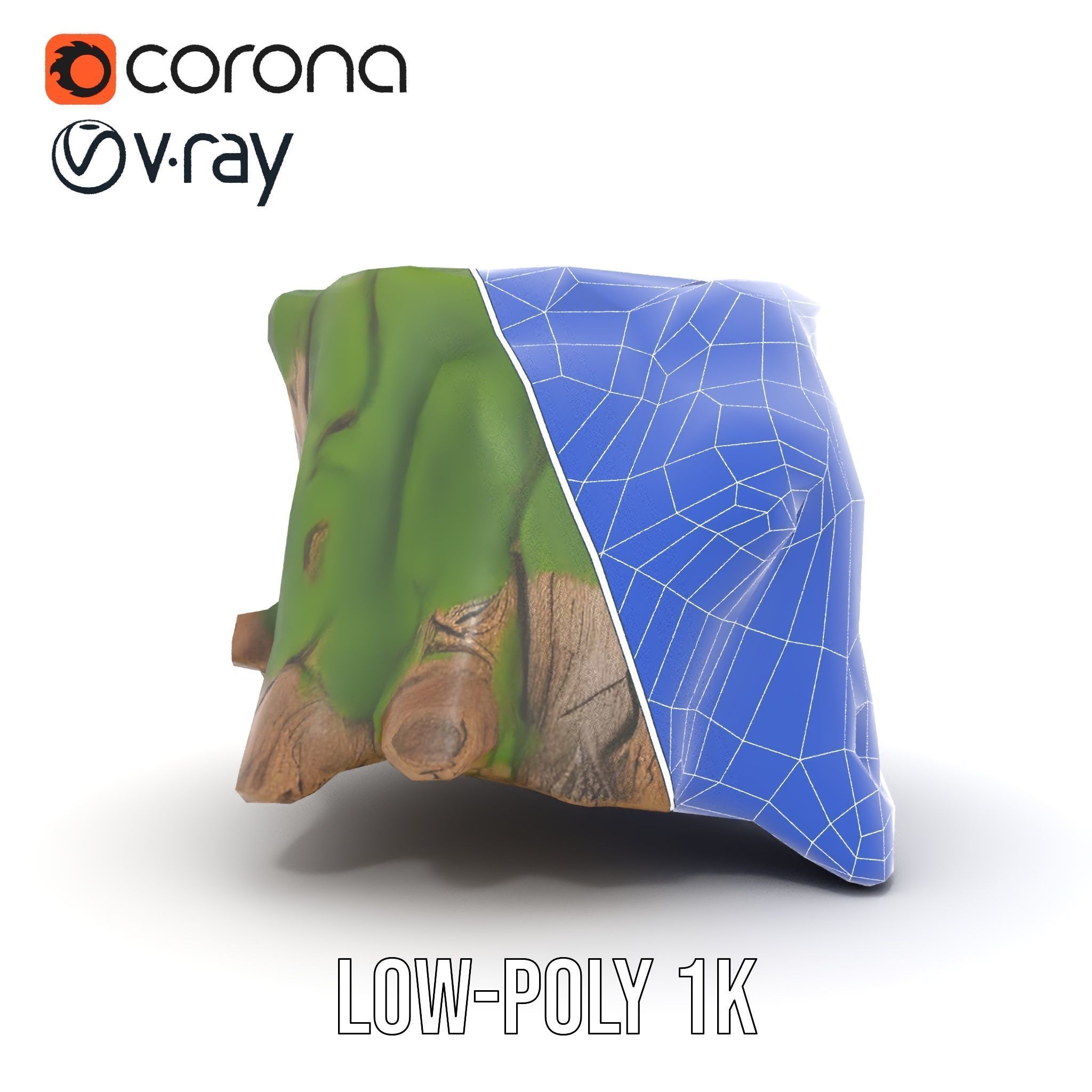 Mossy Tree Stump Model Pack Low-poly 3D model_17