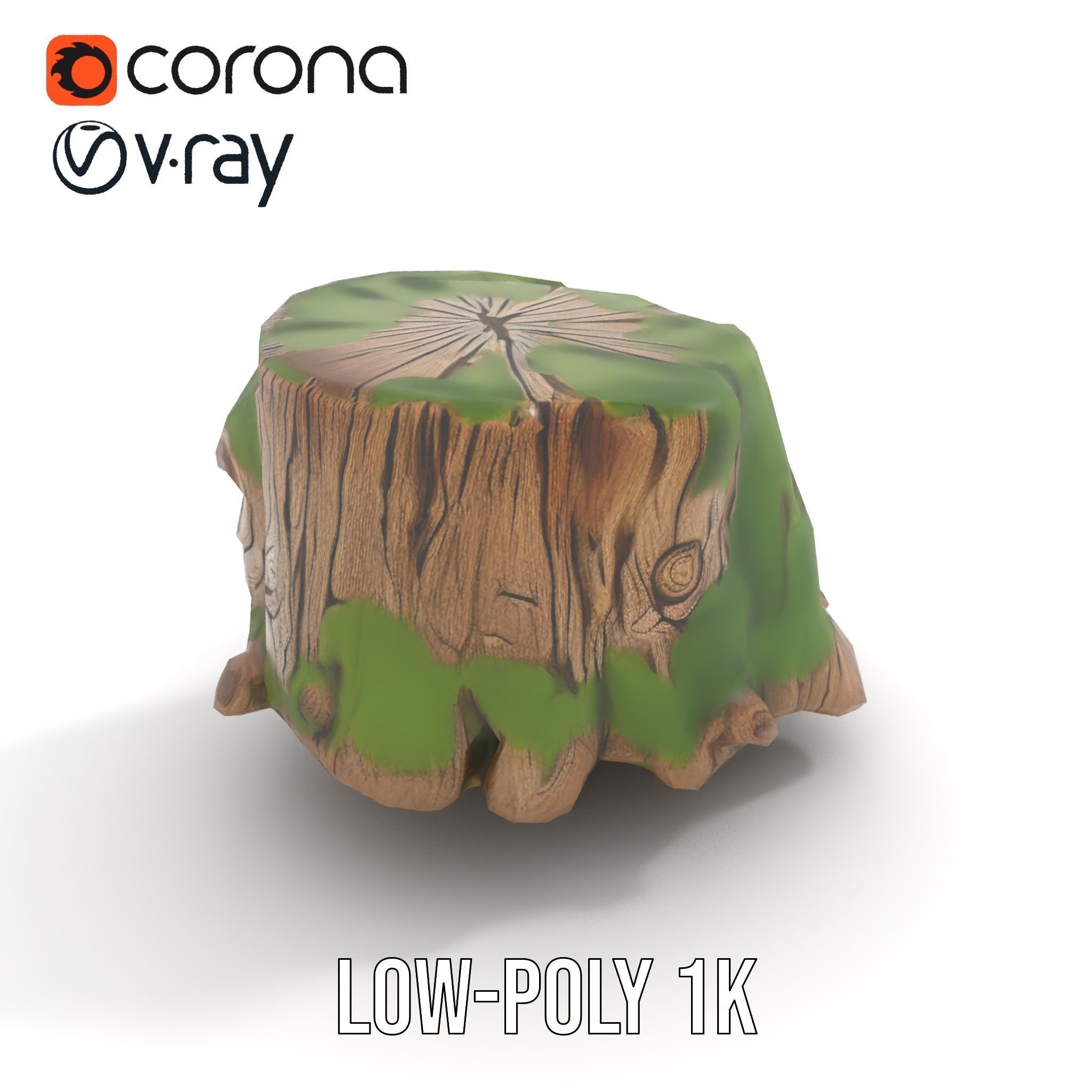 Mossy Tree Stump Model Pack Low-poly 3D model_7