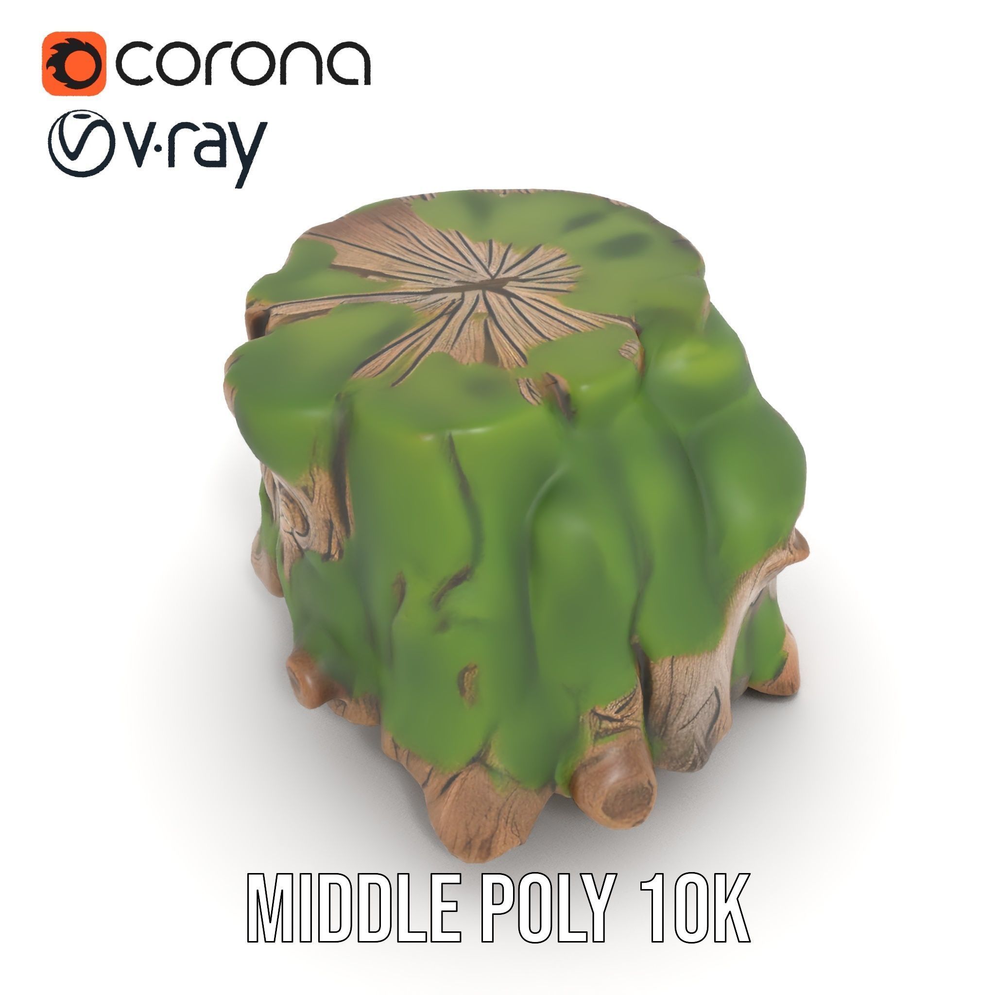 Mossy Tree Stump Model Pack Low-poly 3D model_13
