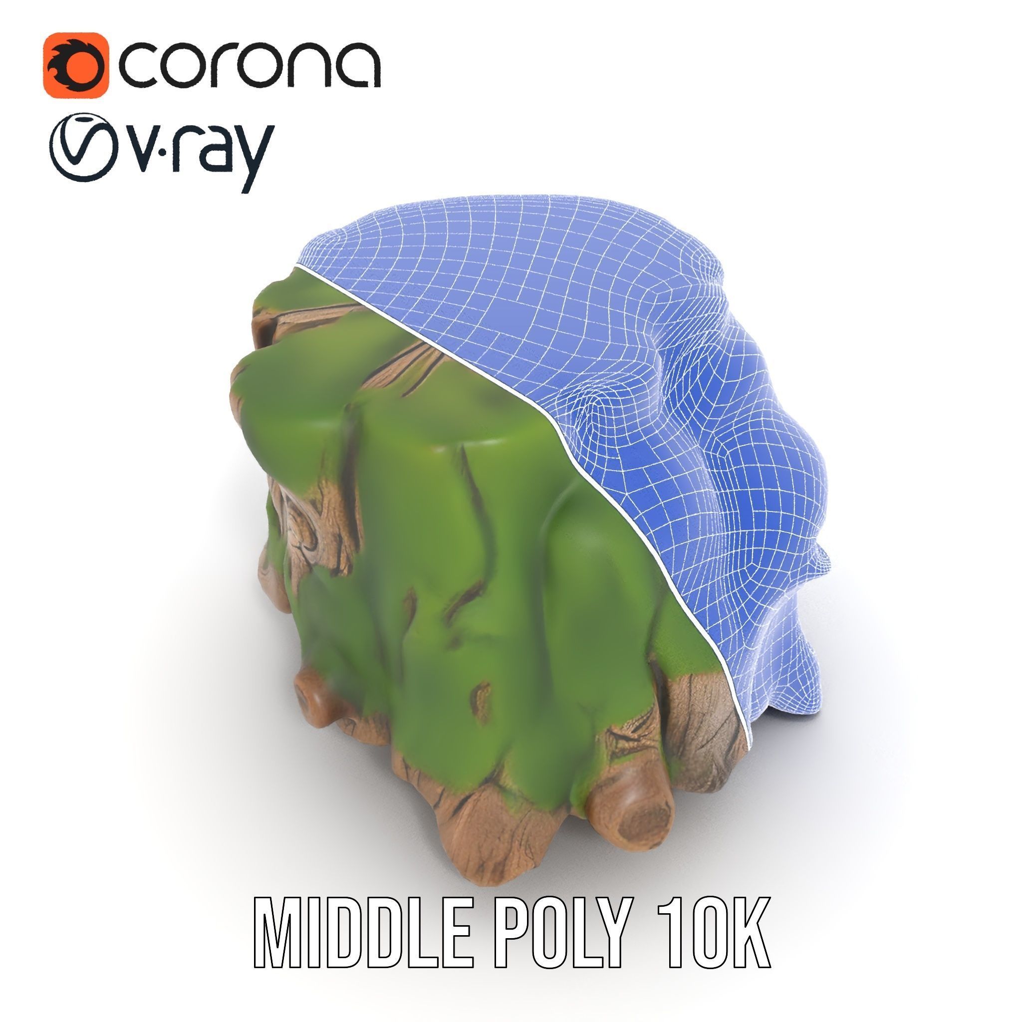 Mossy Tree Stump Model Pack Low-poly 3D model_24