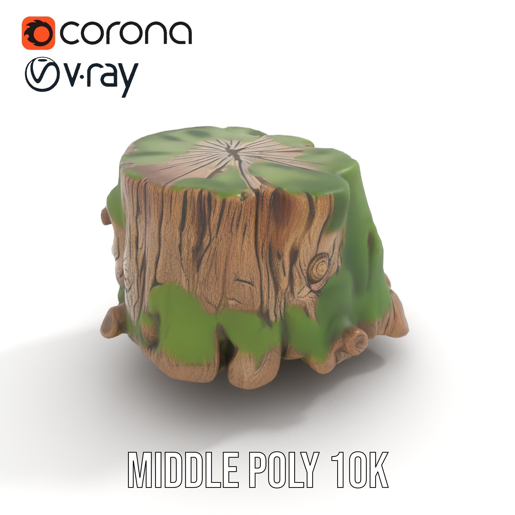 Mossy Tree Stump Model Pack Low-poly 3D model_5