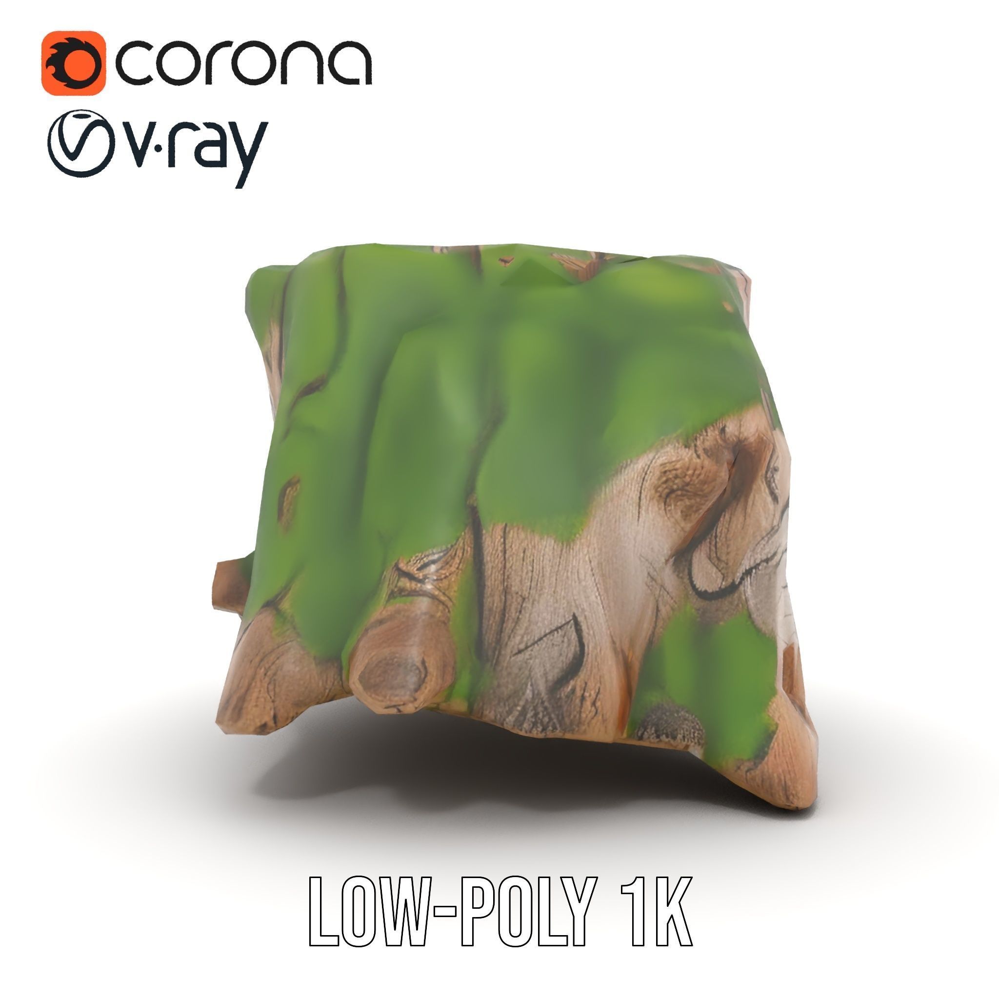 Mossy Tree Stump Model Pack Low-poly 3D model_12