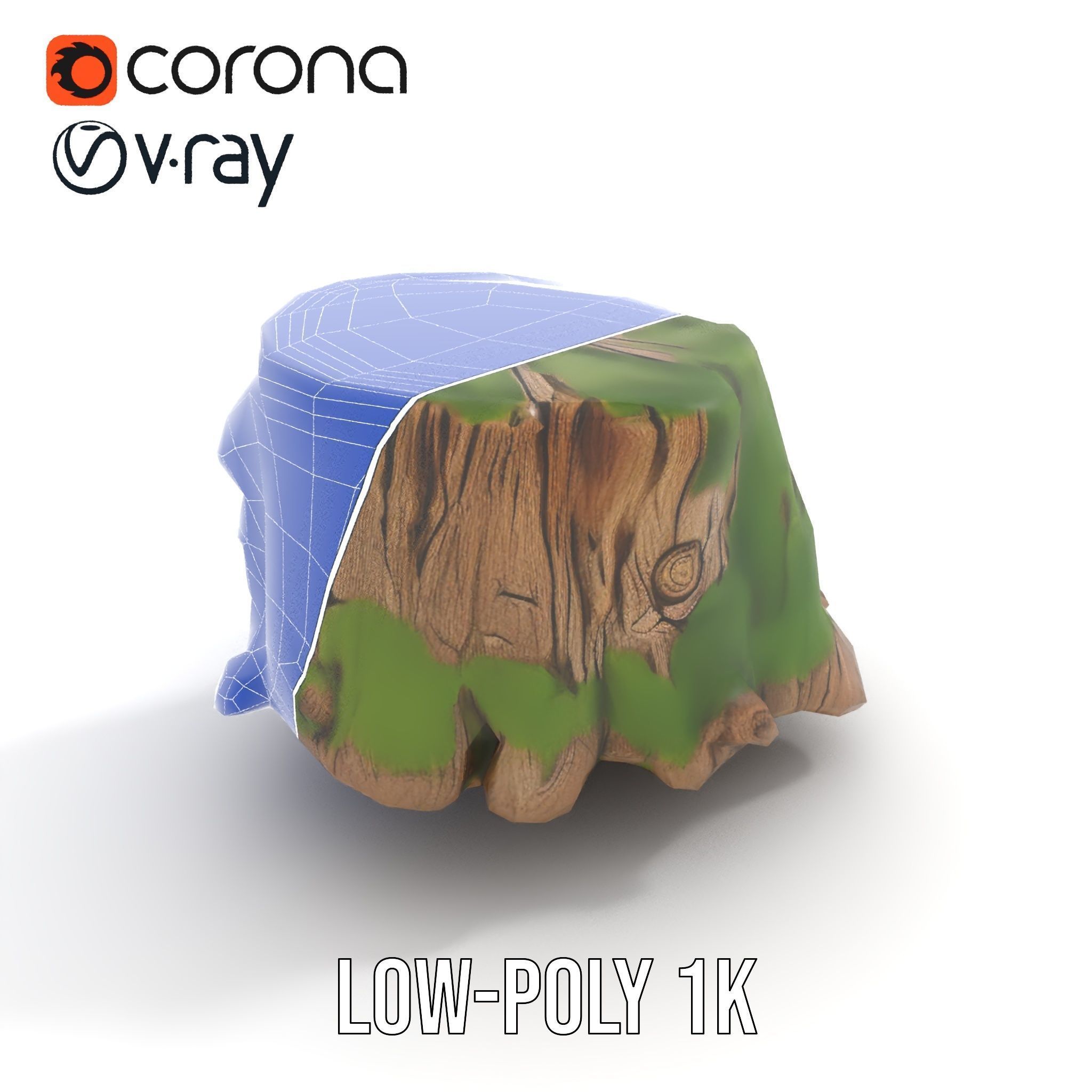 Mossy Tree Stump Model Pack Low-poly 3D model_30