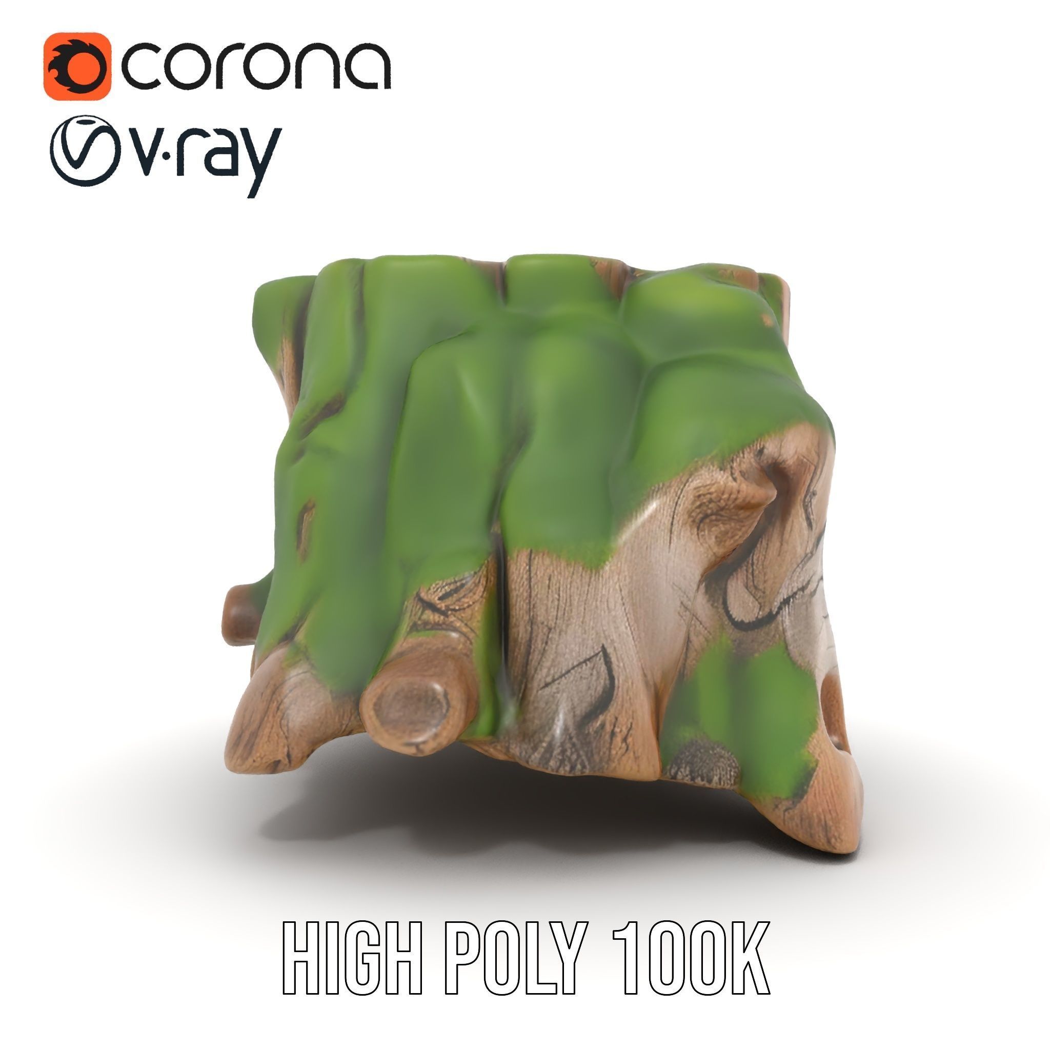 Mossy Tree Stump Model Pack Low-poly 3D model_18