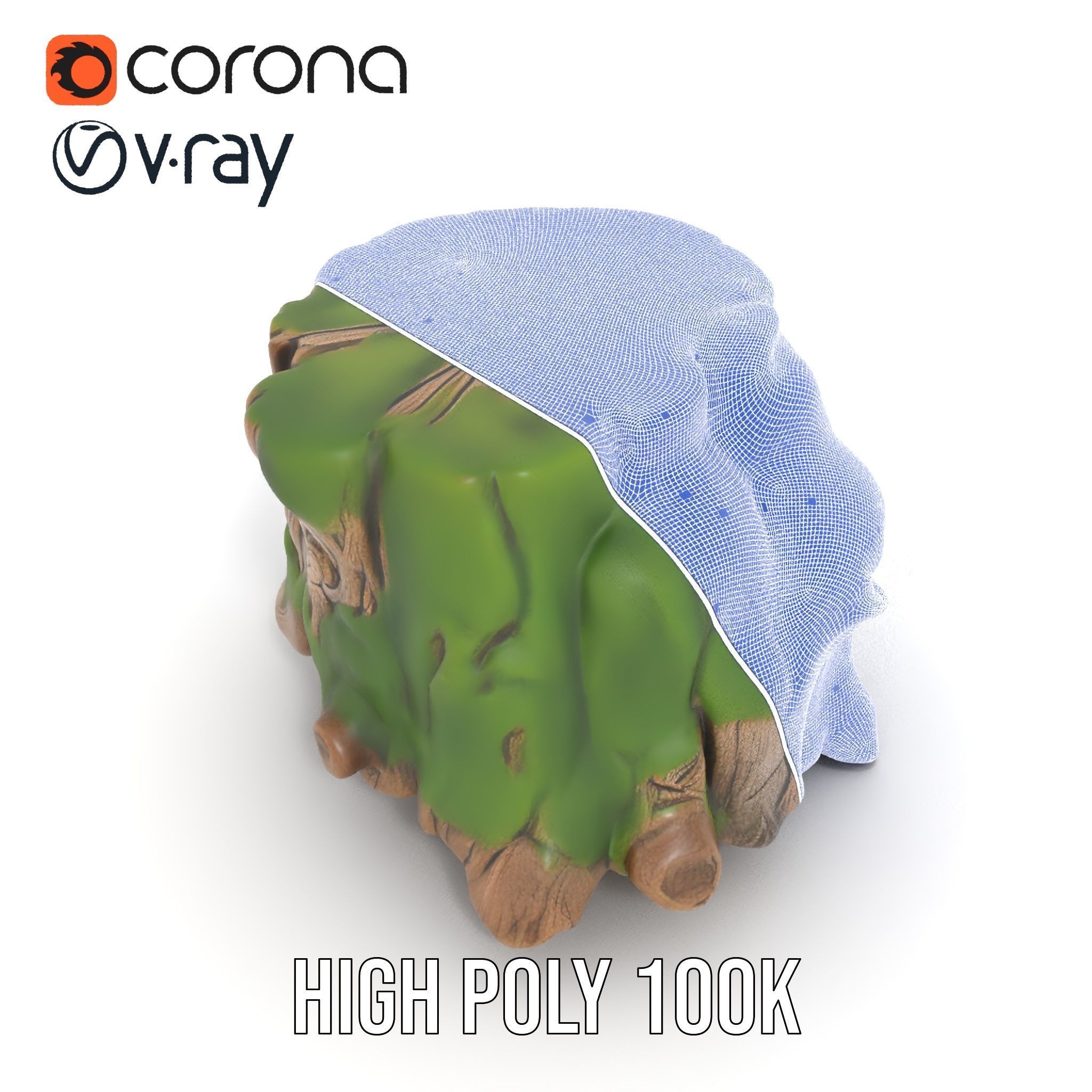 Mossy Tree Stump Model Pack Low-poly 3D model_34