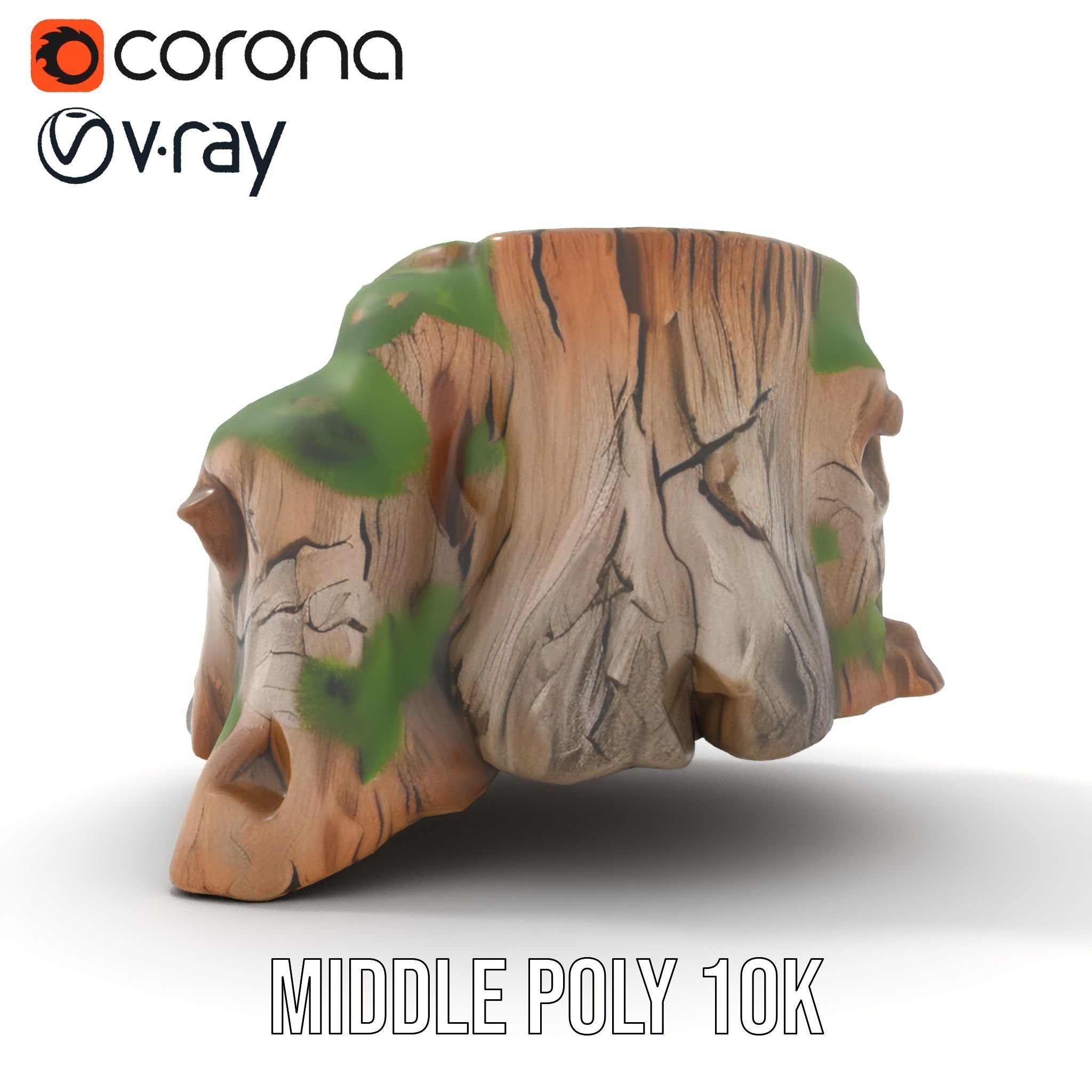Mossy Tree Stump Model Pack Low-poly 3D model_16