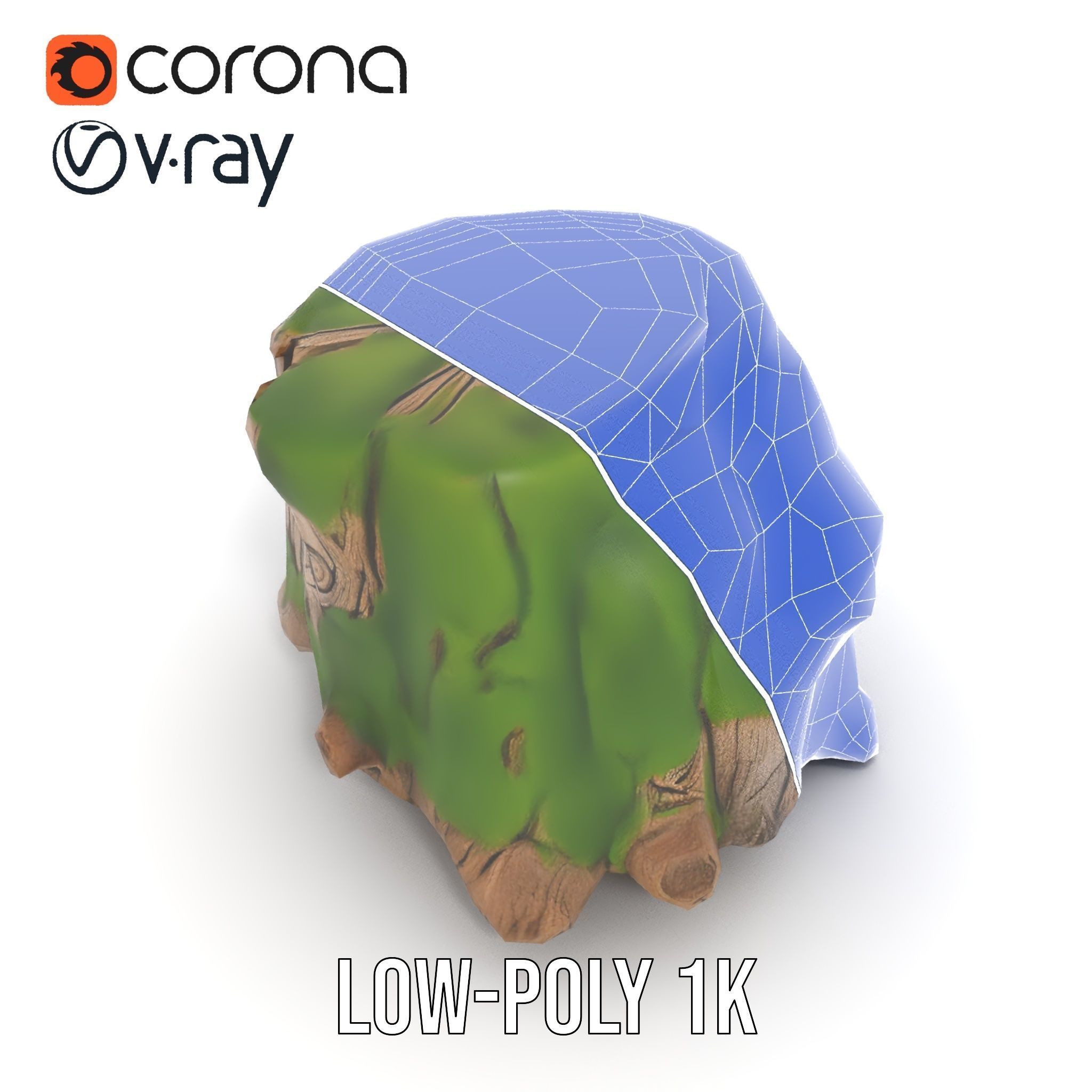 Mossy Tree Stump Model Pack Low-poly 3D model_27