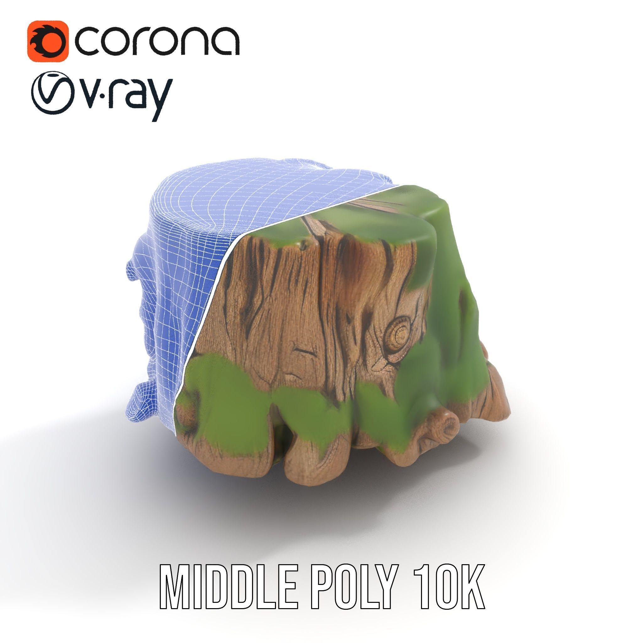 Mossy Tree Stump Model Pack Low-poly 3D model_11
