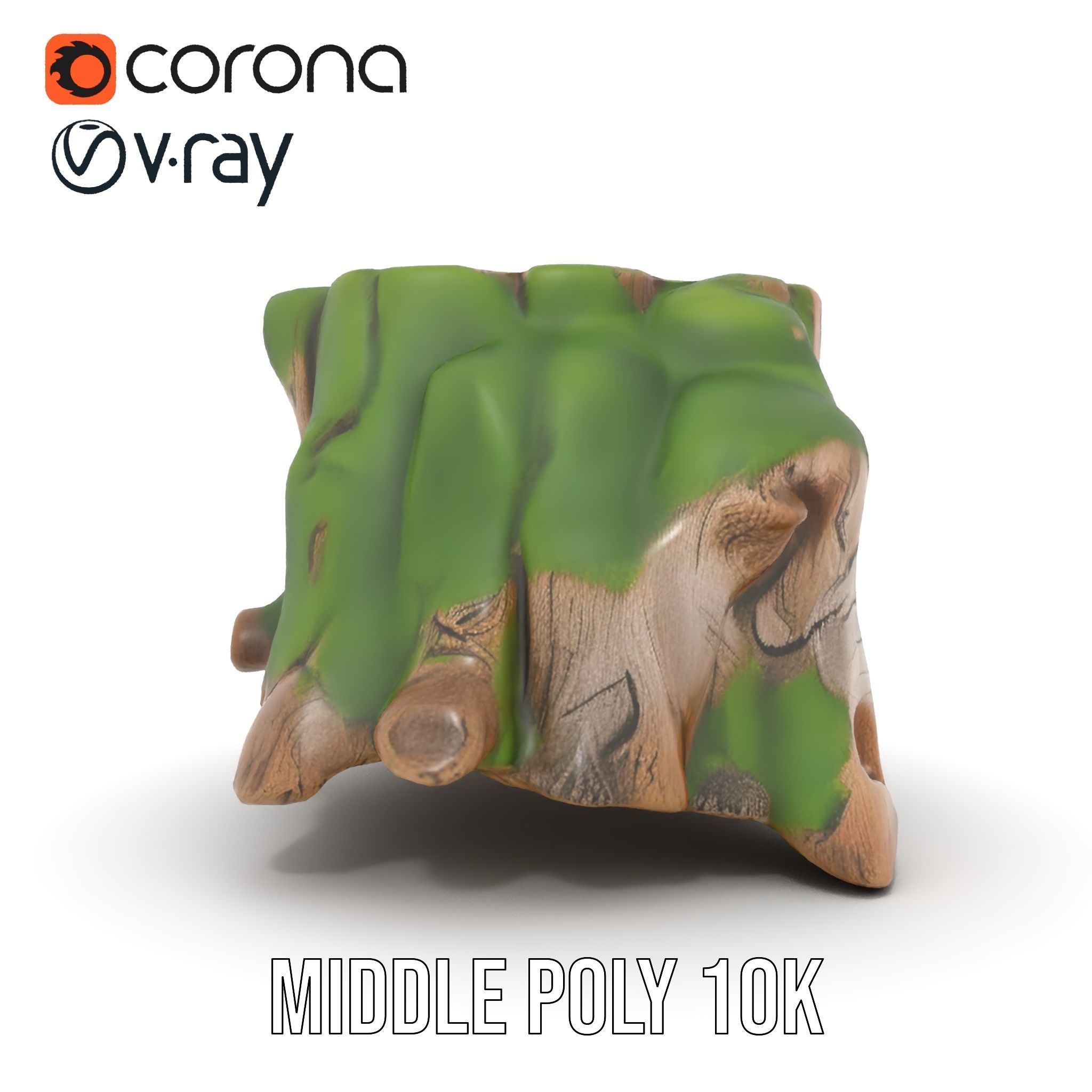 Mossy Tree Stump Model Pack Low-poly 3D model_19