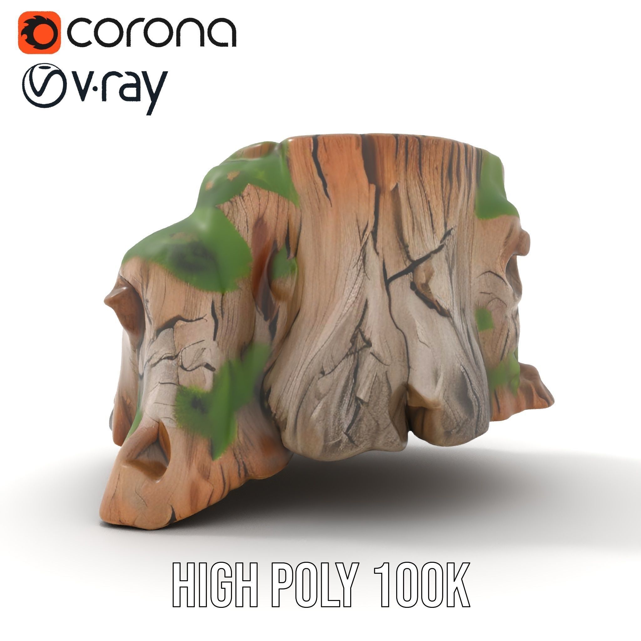 Mossy Tree Stump Model Pack Low-poly 3D model_15