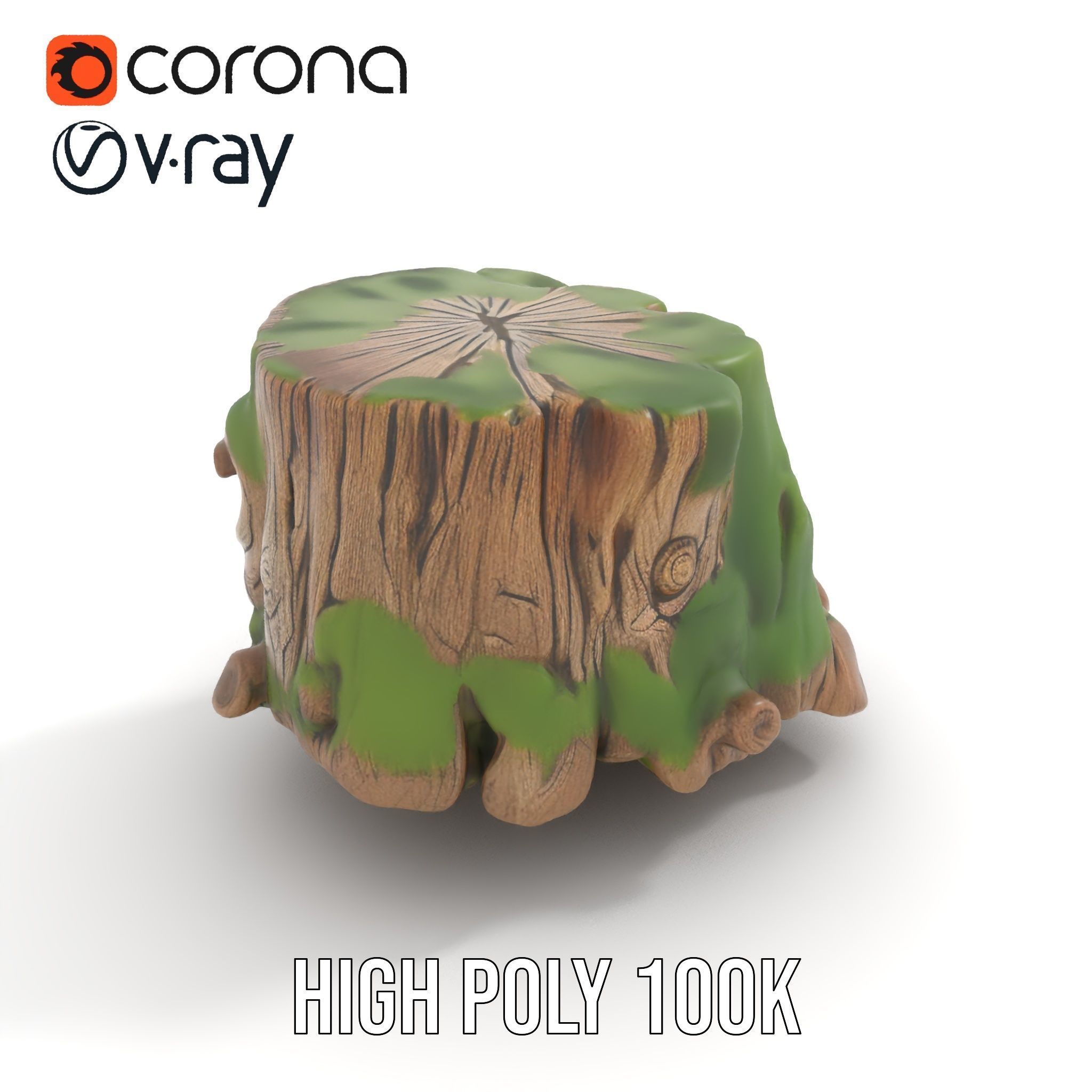 Mossy Tree Stump Model Pack Low-poly 3D model_23
