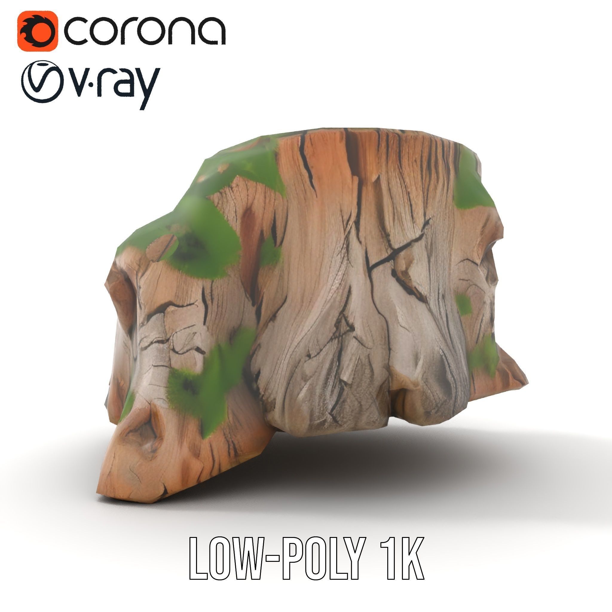 Mossy Tree Stump Model Pack Low-poly 3D model_20