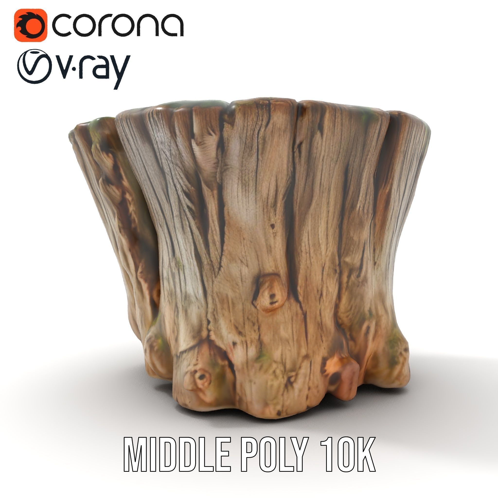 Mossy Tree Stump Model Pack with Natural Details Low-poly 3D model_13