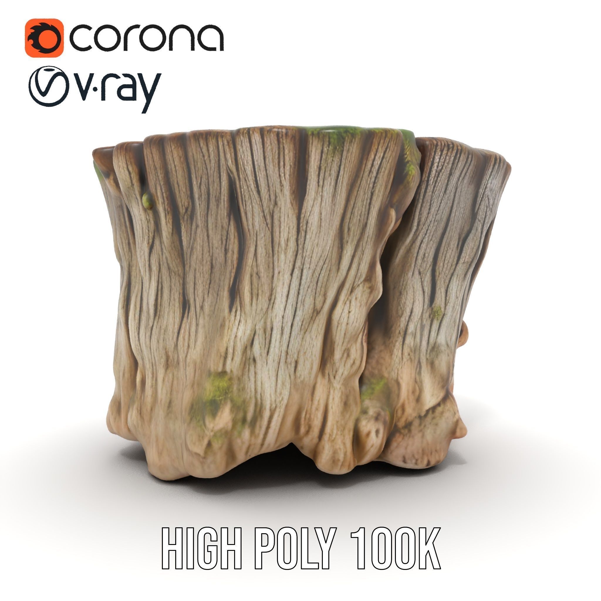 Mossy Tree Stump Model Pack with Natural Details Low-poly 3D model_15