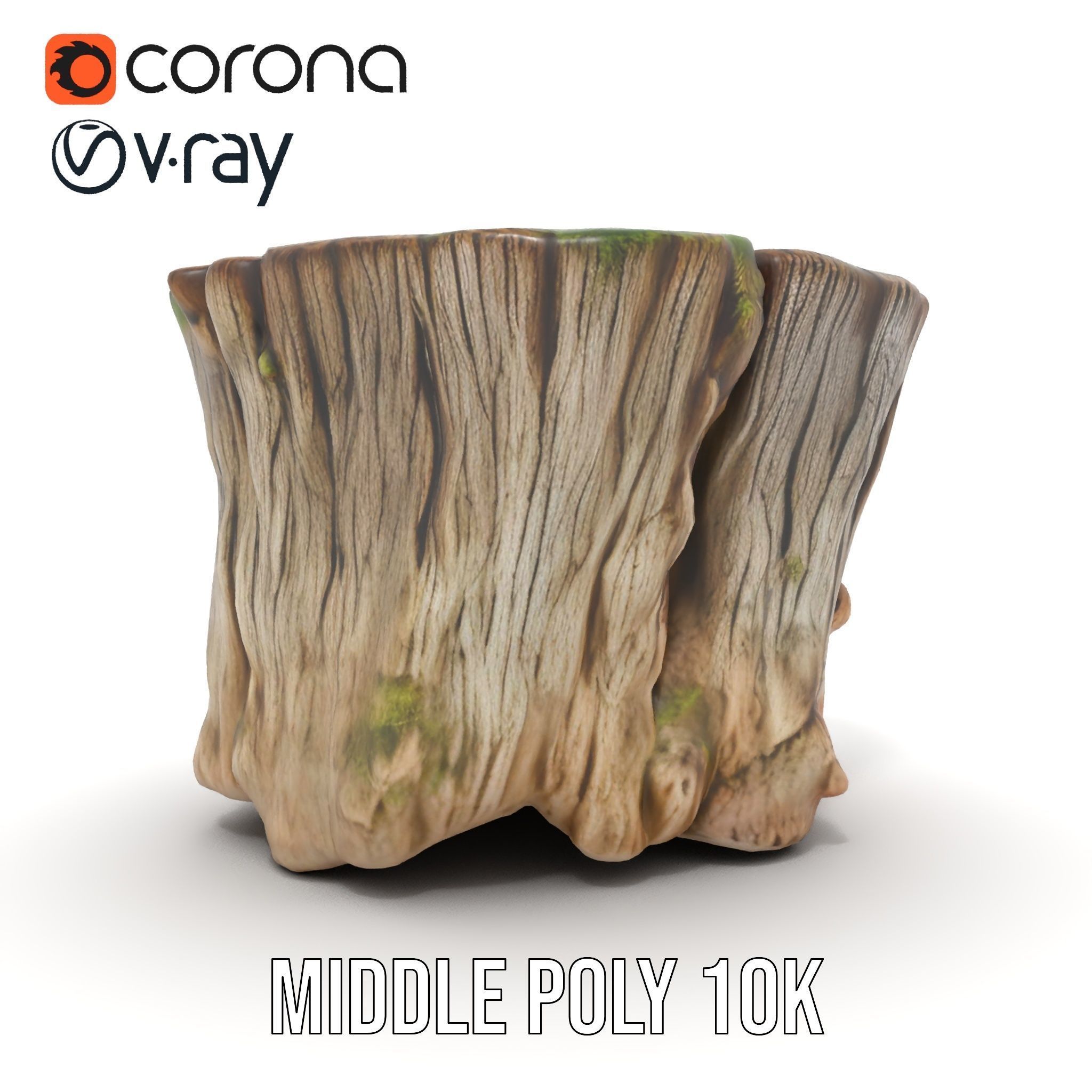 Mossy Tree Stump Model Pack with Natural Details Low-poly 3D model_26