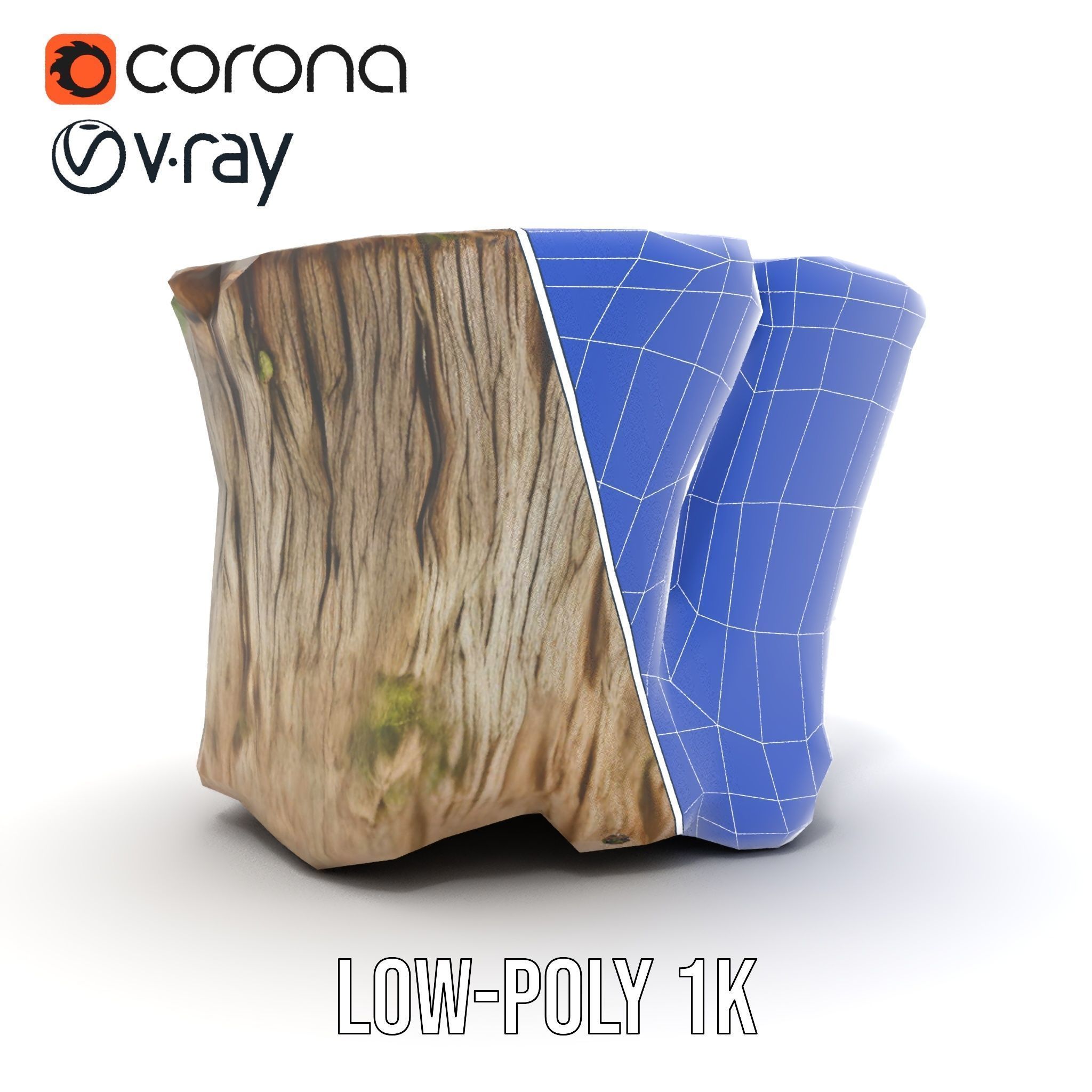 Mossy Tree Stump Model Pack with Natural Details Low-poly 3D model_30