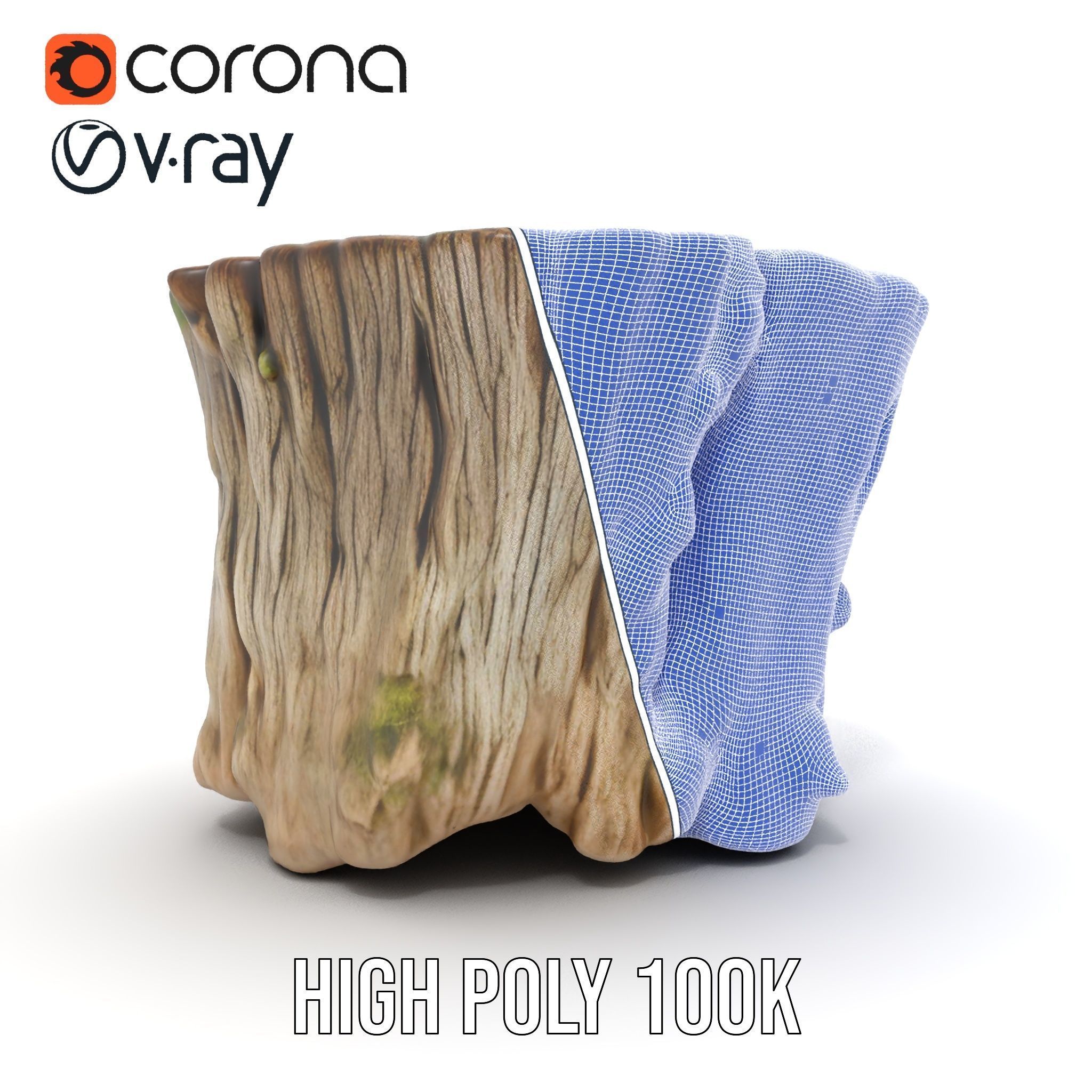 Mossy Tree Stump Model Pack with Natural Details Low-poly 3D model_31