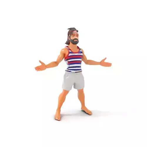 Athletic Male Character Model in Casual Outfit Fully Rigged and Animated