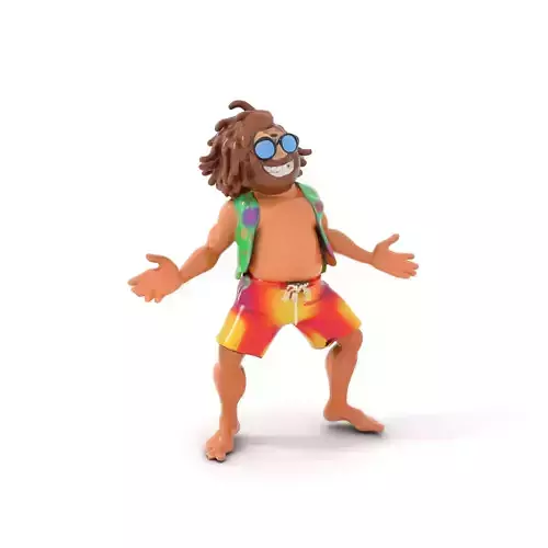 Beach Surfer Dude Rigged and Animated D Character Model