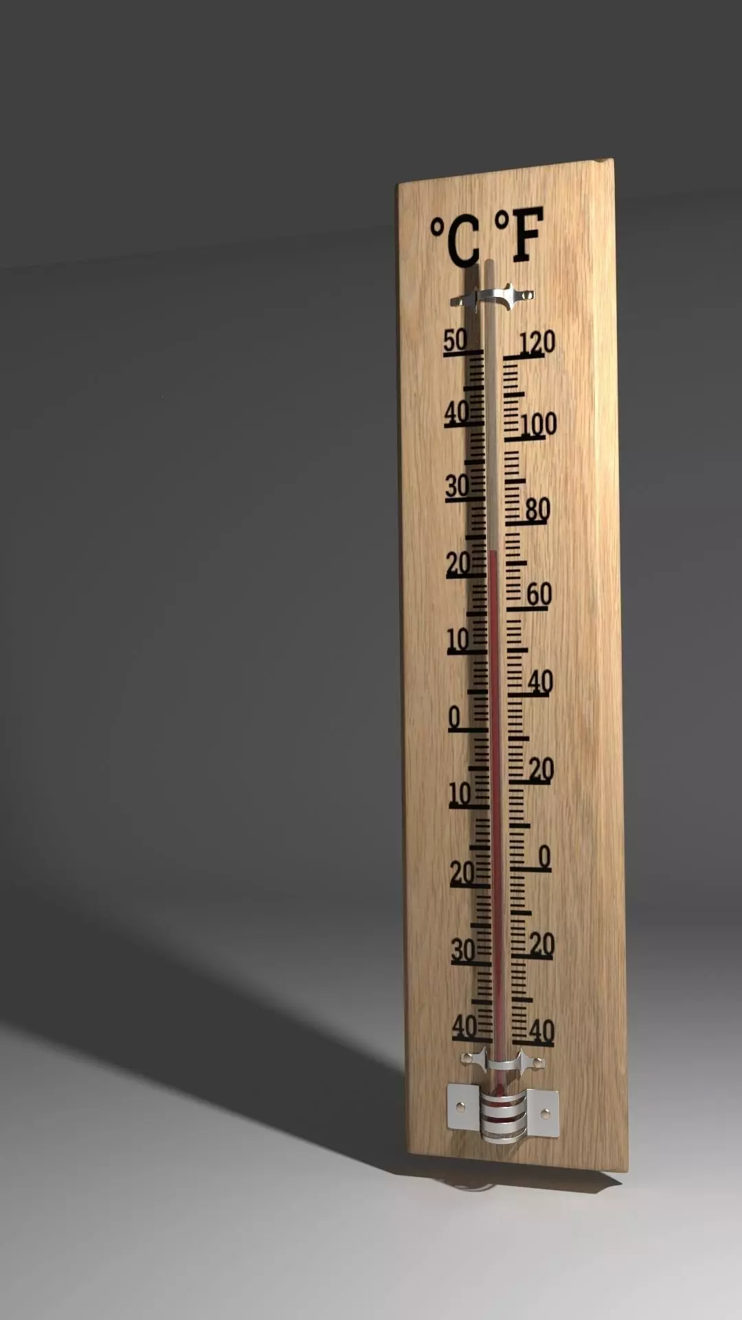 Wooden Thermometer with scale 3D model_0