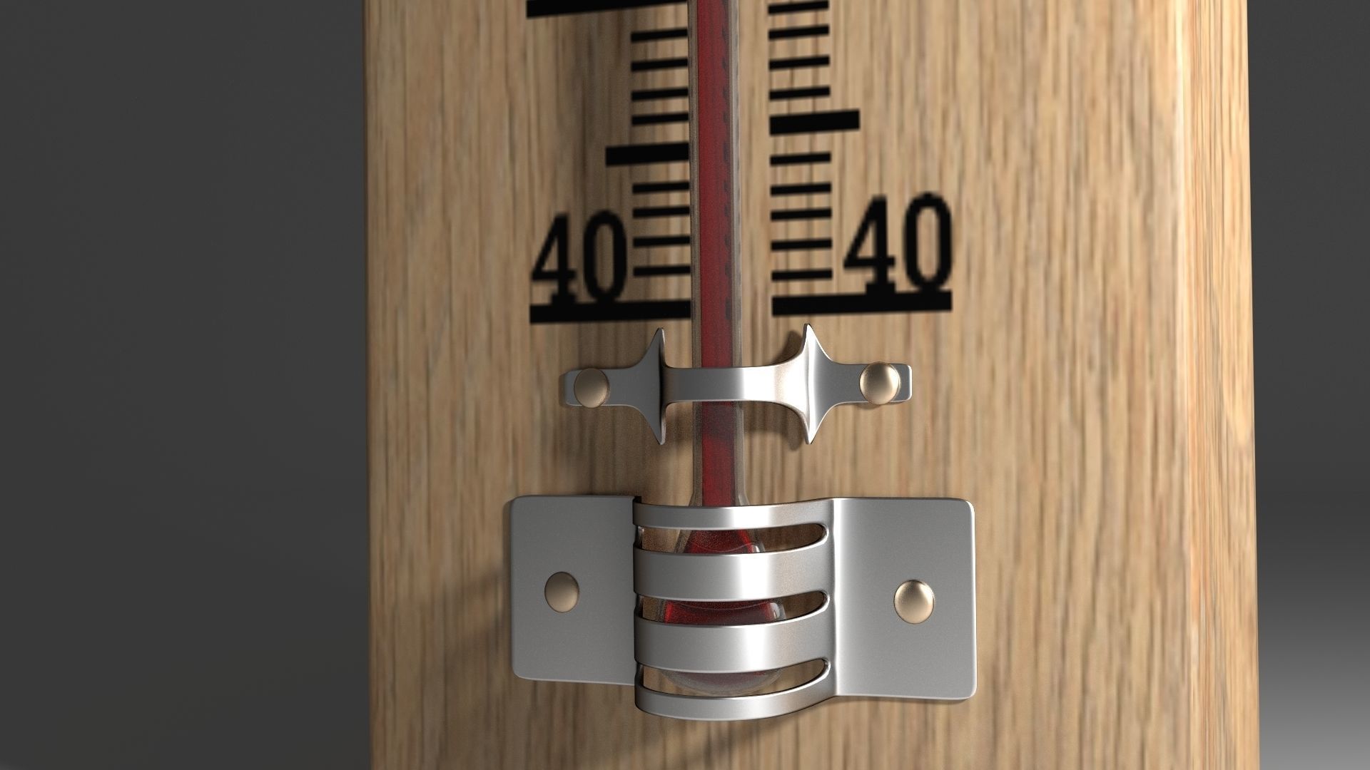 Wooden Thermometer with scale 3D model_1