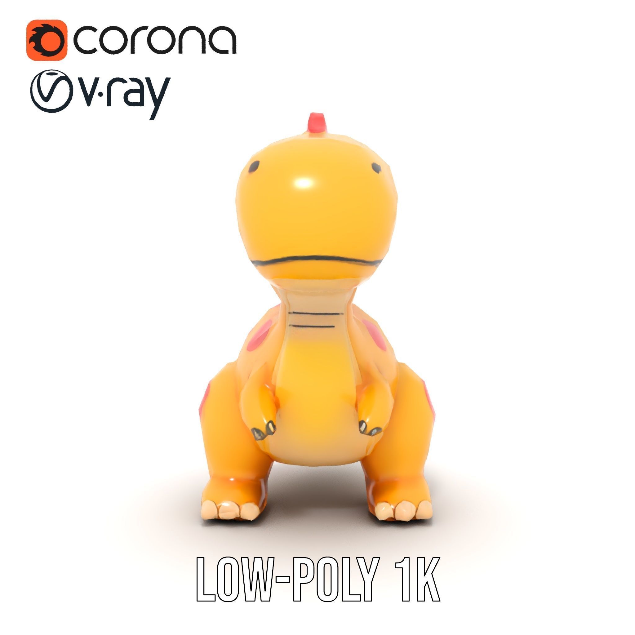 Smiling Dinosaur Character Model Pack Low-poly 3D model_20
