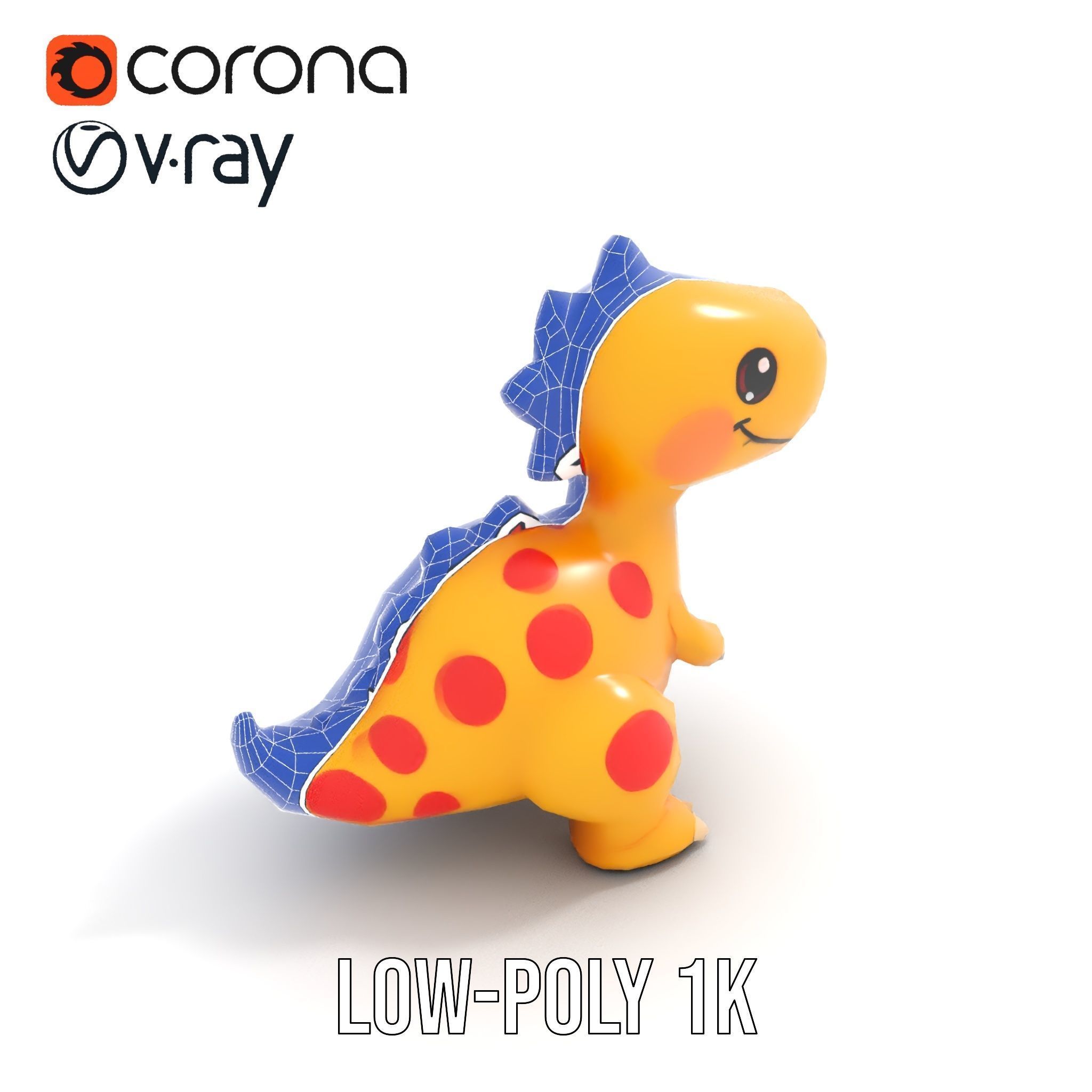 Smiling Dinosaur Character Model Pack Low-poly 3D model_27