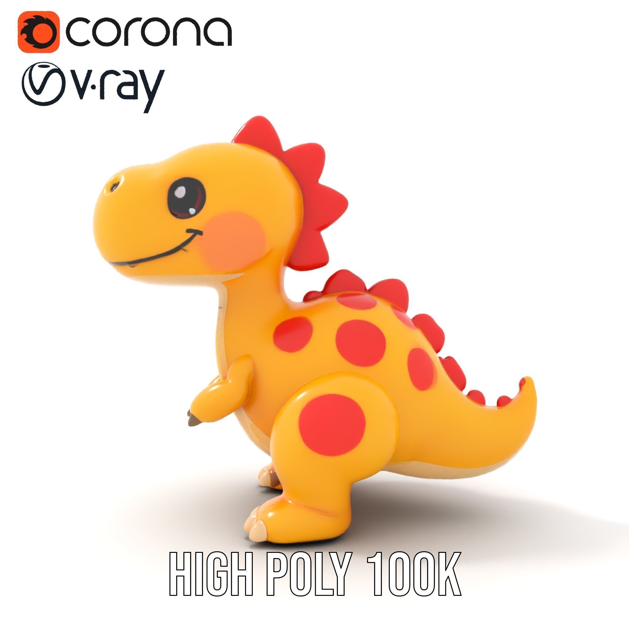 Smiling Dinosaur Character Model Pack Low-poly 3D model_18