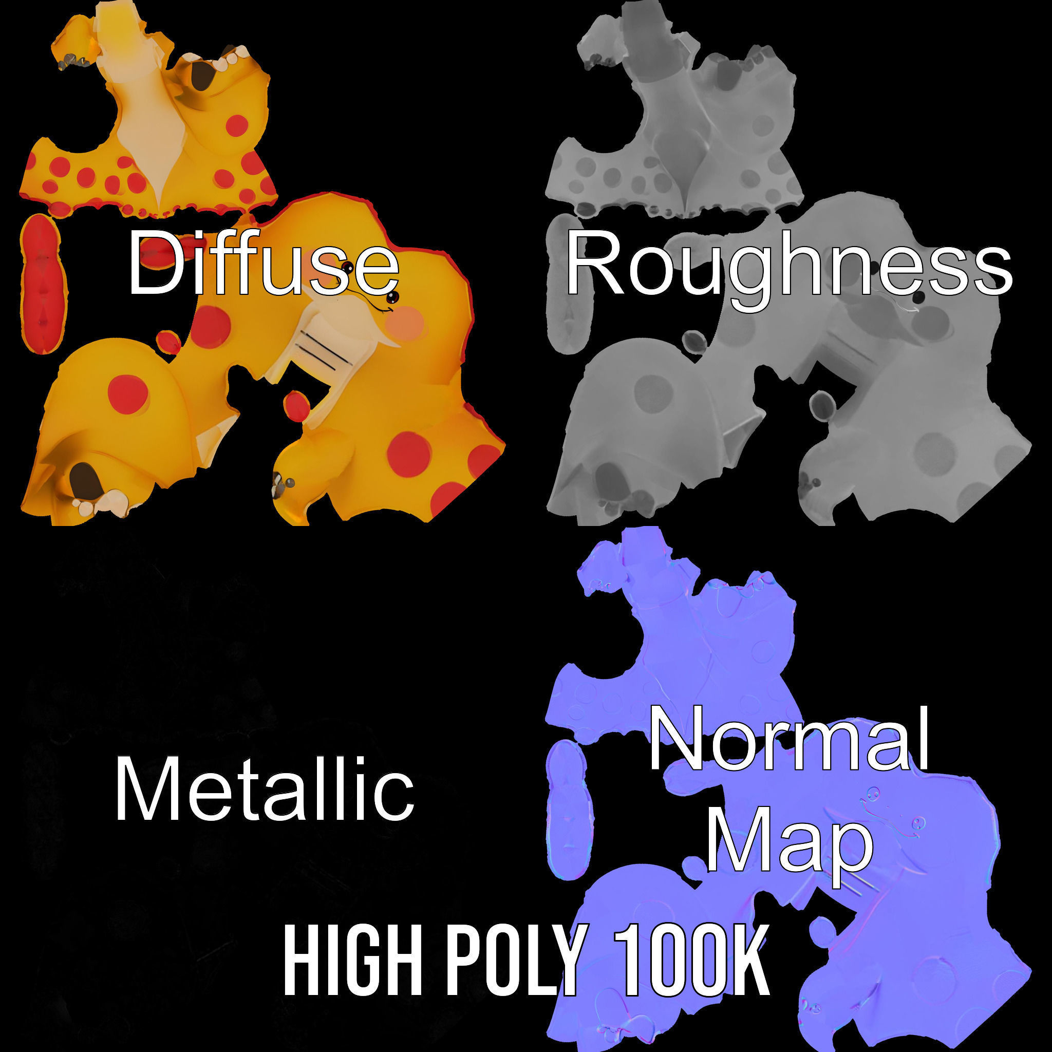 Smiling Dinosaur Character Model Pack Low-poly 3D model_3